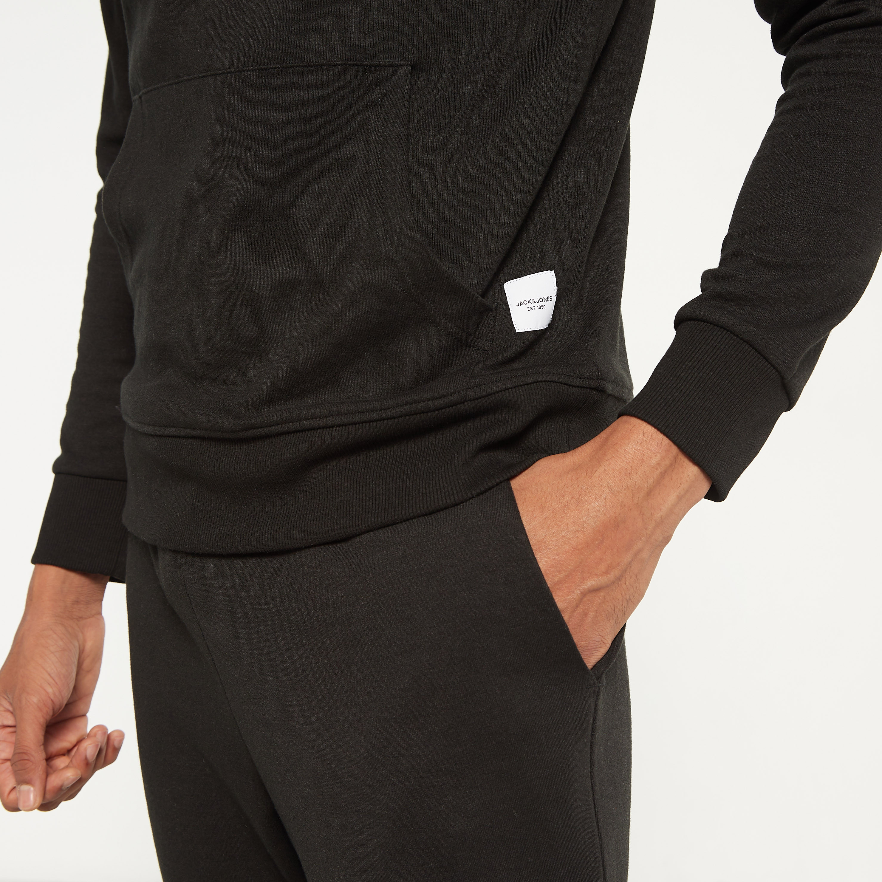 Jack & Jones Plain Kangaroo Pocket Hoodie with Drawstring Joggers-men-winterwear-hoodiesandsweatshirts-image-5