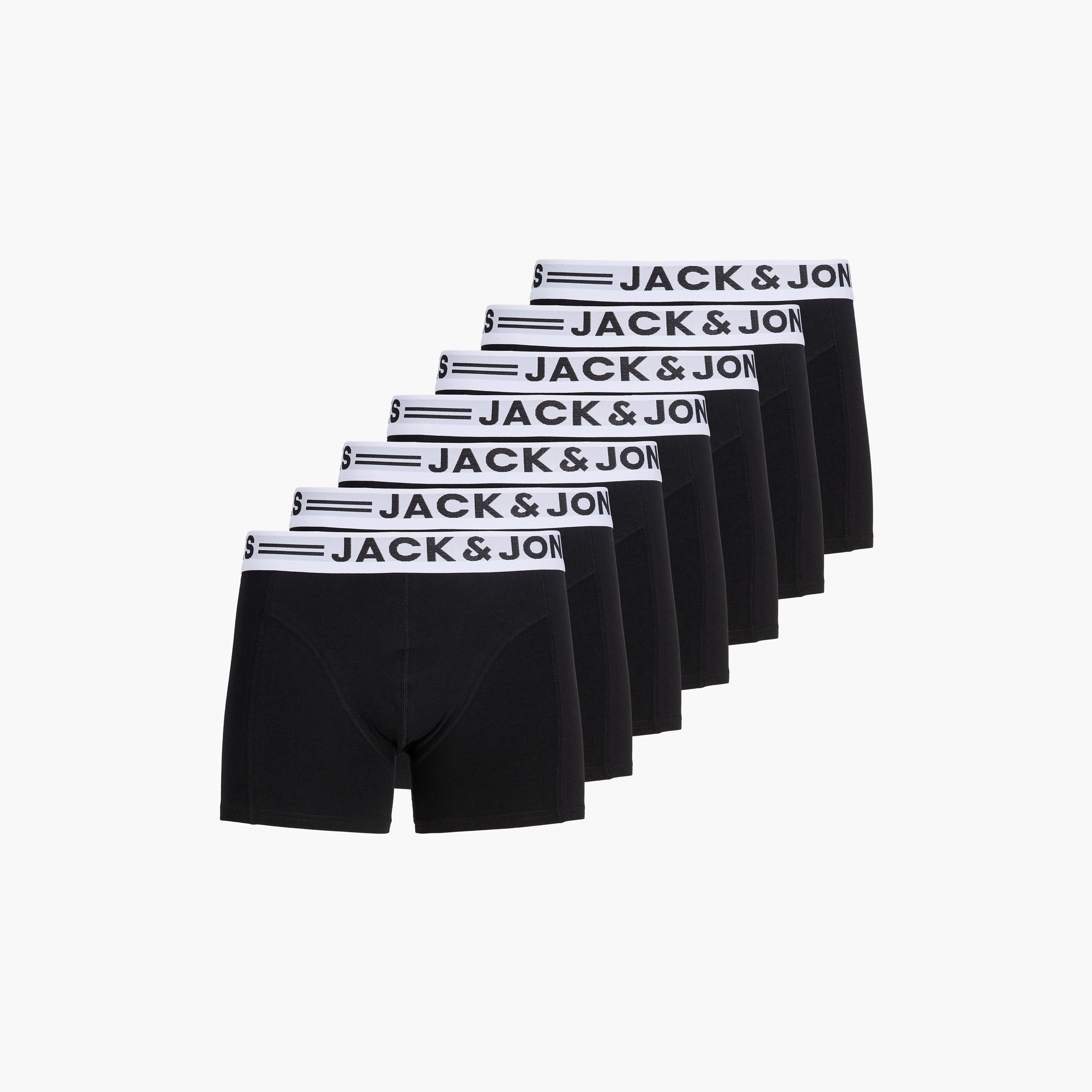 Jack & Jones Pack of 7 Brand Print Waistband Men's Trunks-men-clothing-innerwear-underwear-image-1