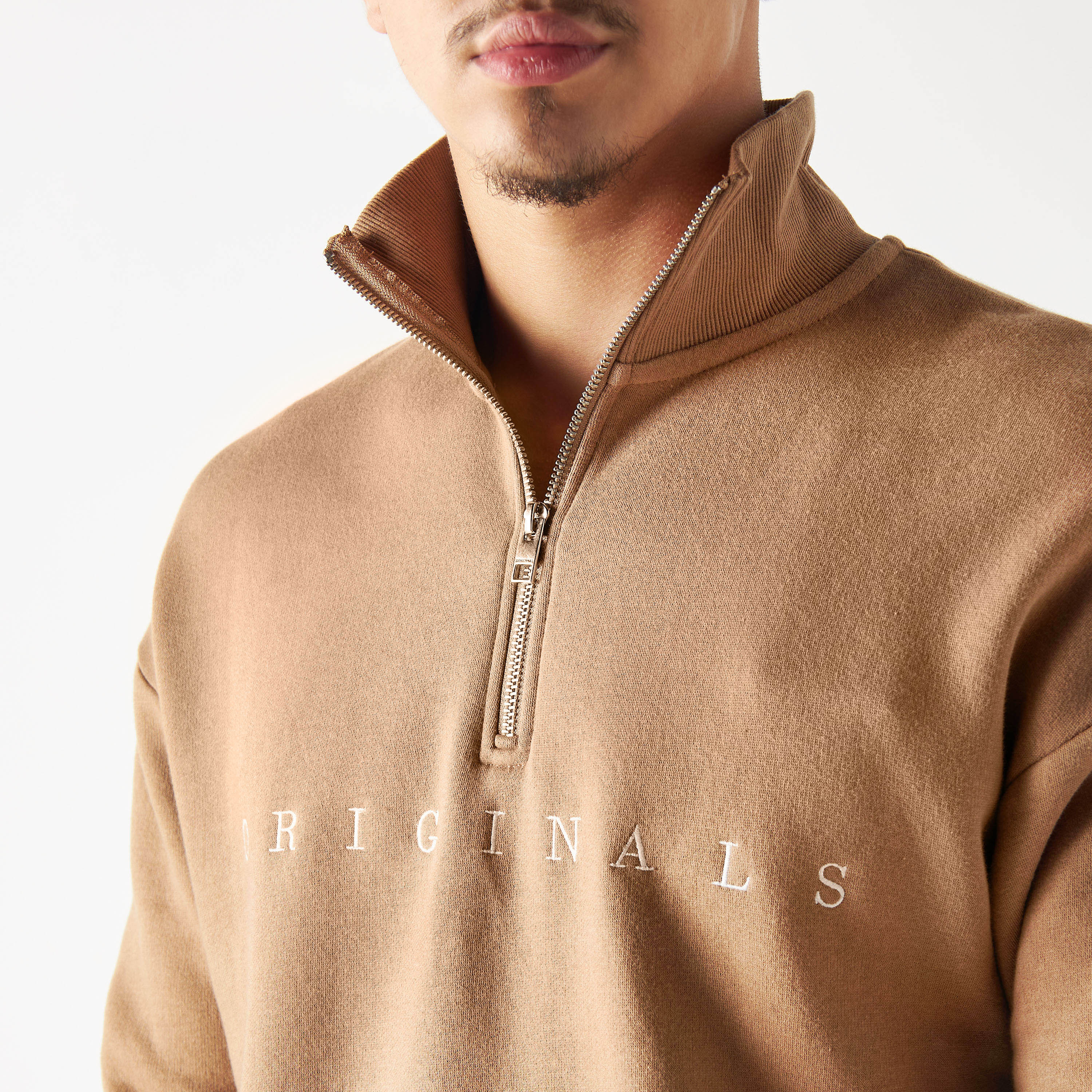 Jack & Jones Typography Embroidered Sweatshirt with High Neck and Zip Closure-men-winterwear-hoodiesandsweatshirts-image-4