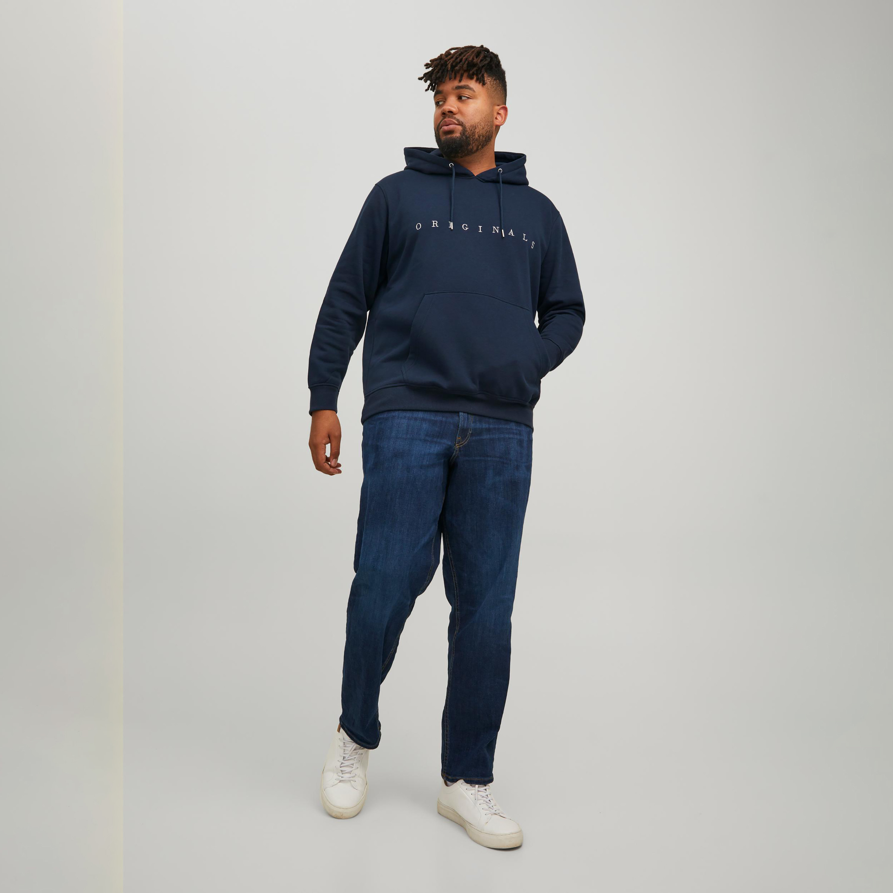Jack & Jones Plus Size Embroidered Long Sleeves Hoodie with Kangaroo Pocket-men-winterwear-hoodiesandsweatshirts-image-2