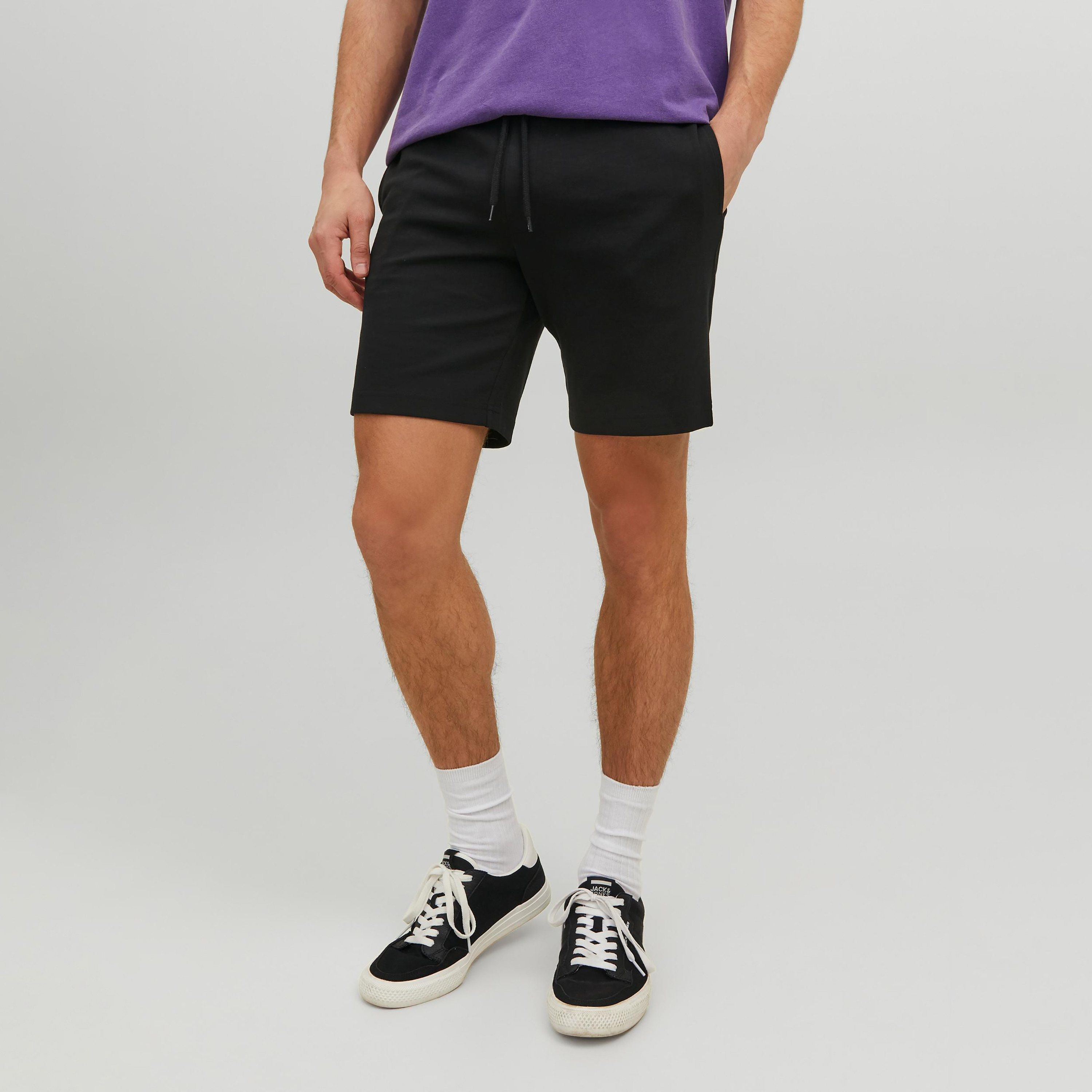 Jack & Jones Plain Low Waist Drawstring Sweat Shorts-men-clothing-bottoms-shorts-image-1