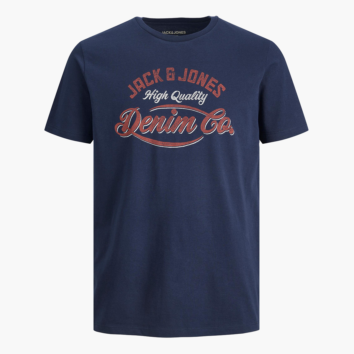 تي شيرت رجالي من جاك آند جونز بأكمام قصيرة وياقة دائرية وشعار أزرق كحلي-men-clothing-tshirtsandpolos-tshirts-image-1