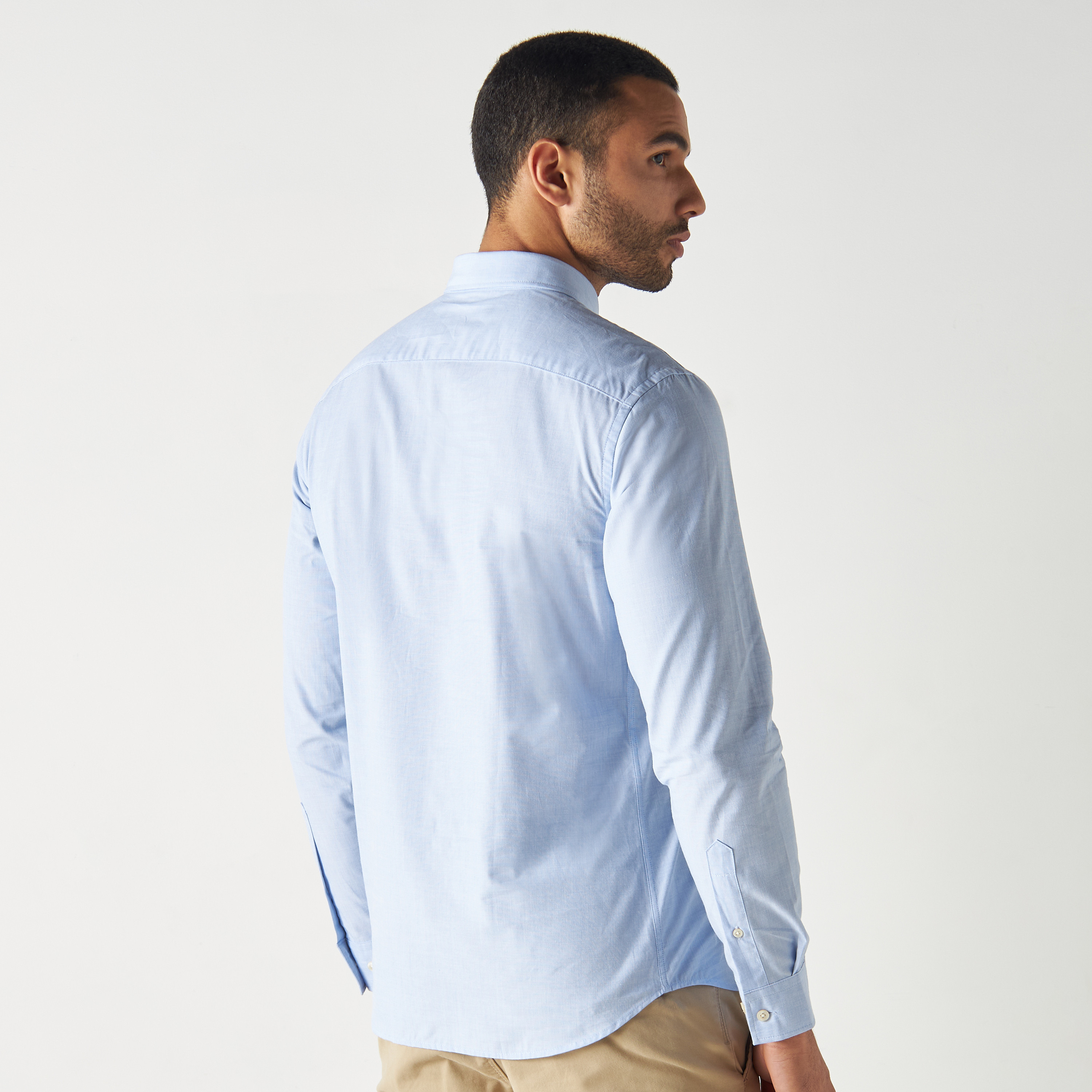 Jack & Jones Blue Plain Slim Fit Long Sleeves Formal Shirt-men-clothing-shirts-image-3