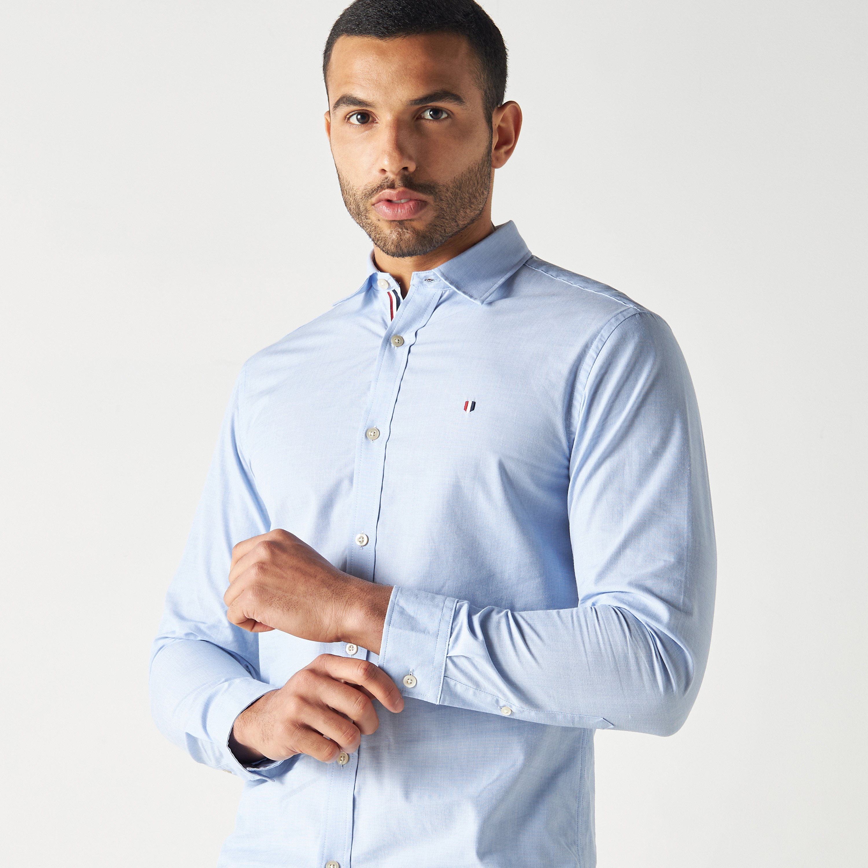 Jack & Jones Blue Plain Slim Fit Long Sleeves Formal Shirt-men-clothing-shirts-image-4