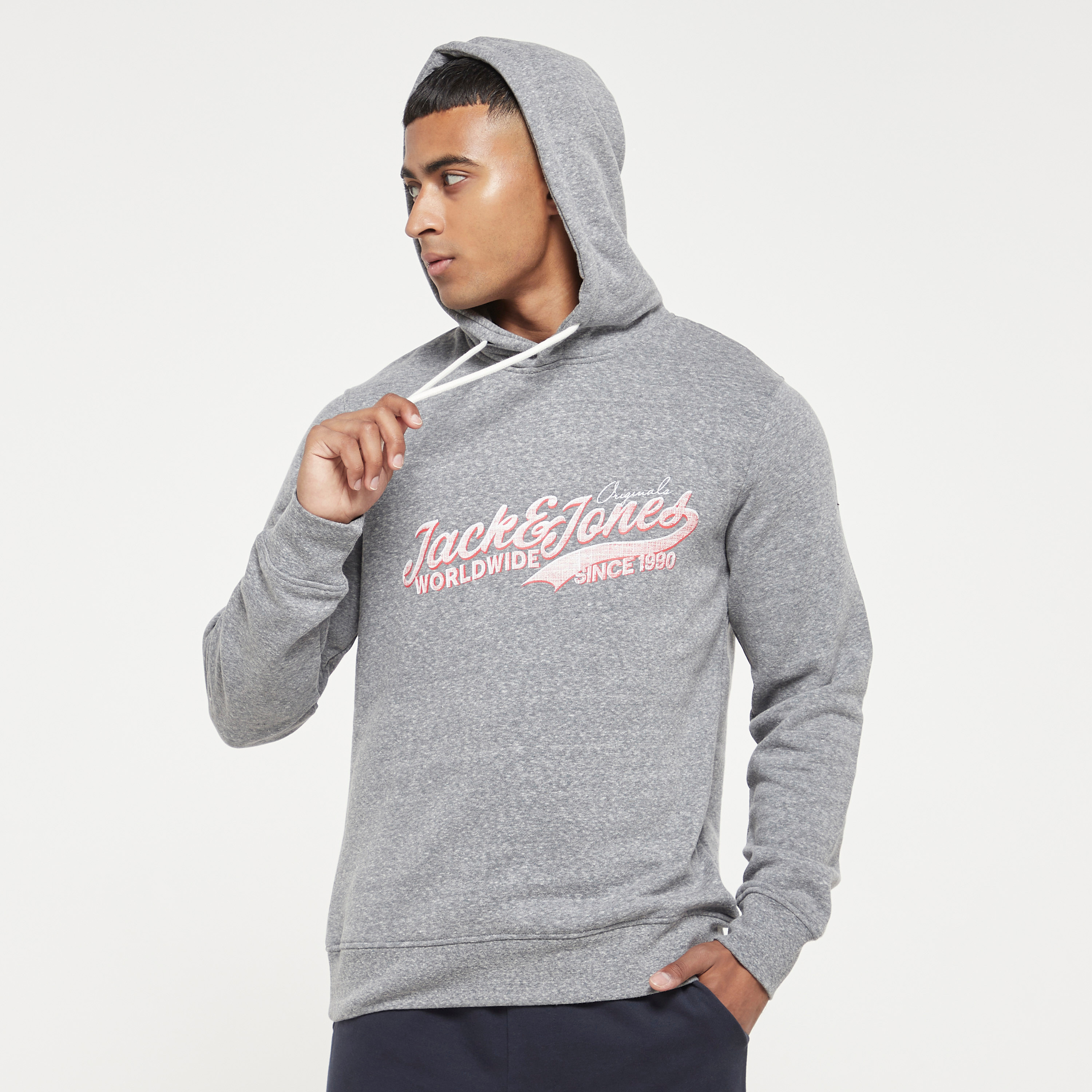 Jack & Jones Men Navy Blue Printed Hoodie-men-winterwear-hoodiesandsweatshirts-image-1