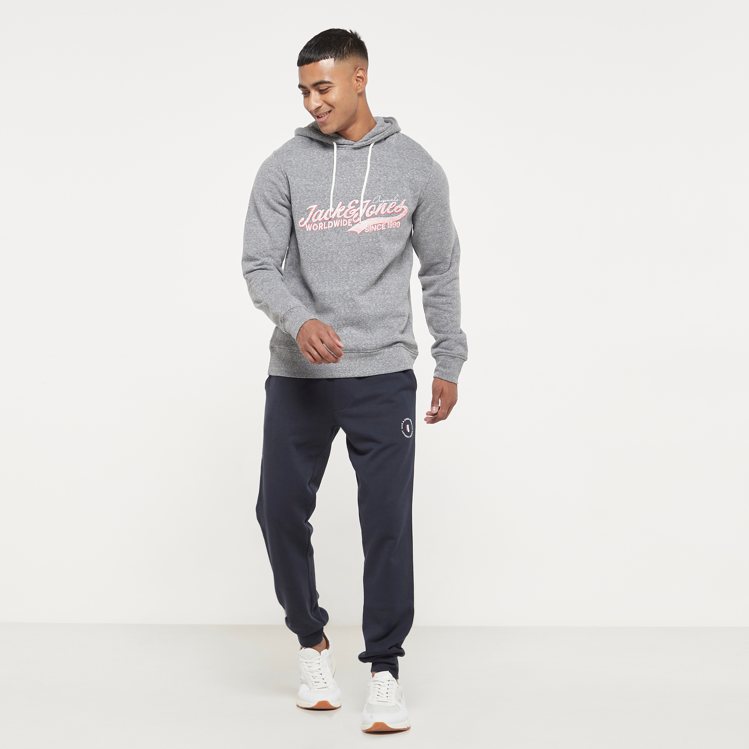Jack & Jones Men Navy Blue Printed Hoodie-men-winterwear-hoodiesandsweatshirts-image-2