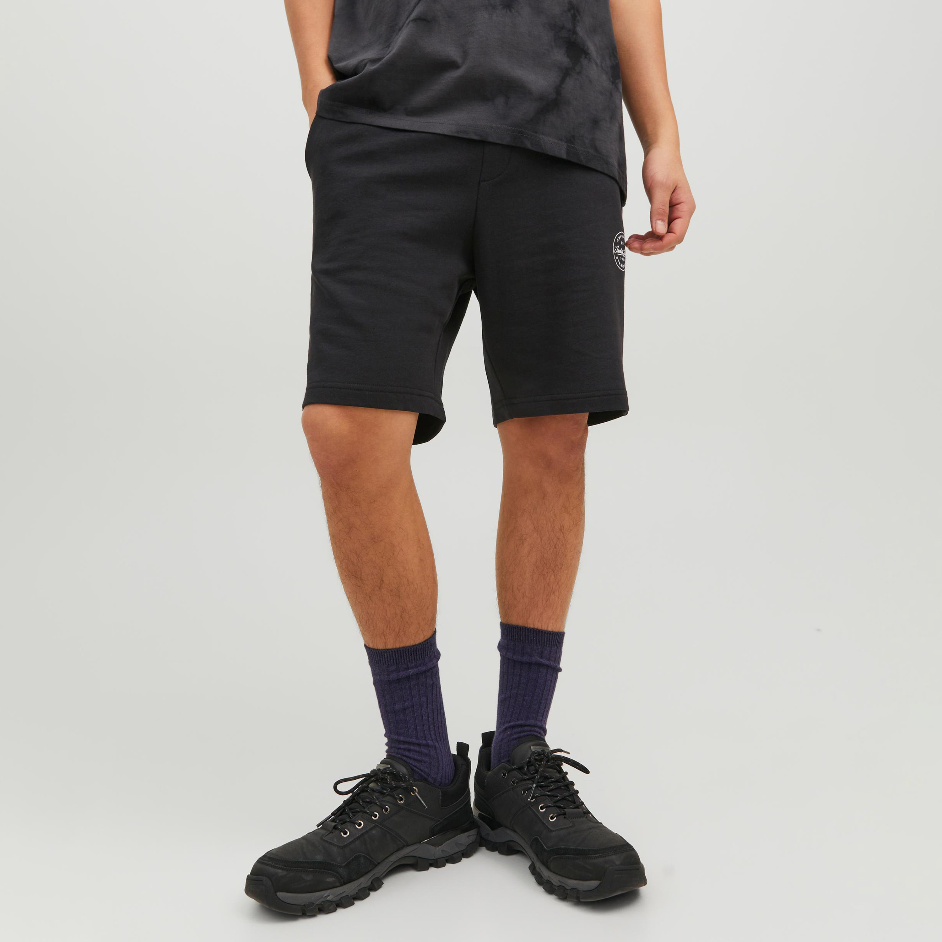 Jack & Jones Plain Mid Waist Drawstring Sweat Shorts-men-clothing-bottoms-shorts-image-1