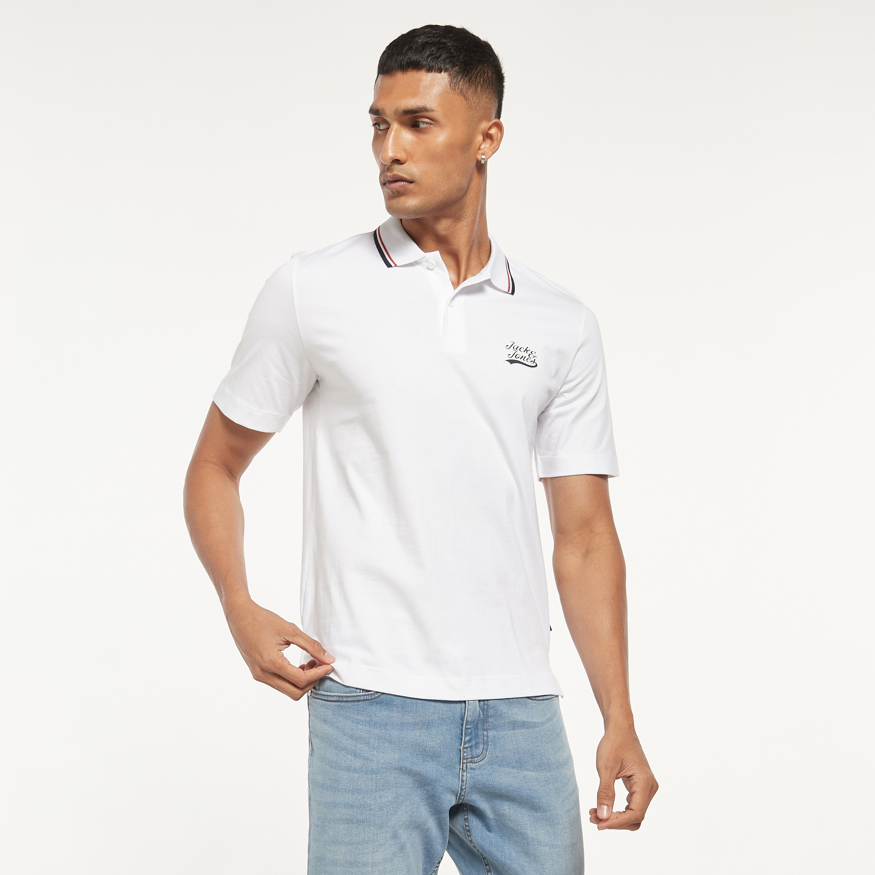 بولو تي شيرت من جاك آند جونز بأكمام قصيرة مع شعار-men-clothing-tshirtsandpolos-polos-image-25