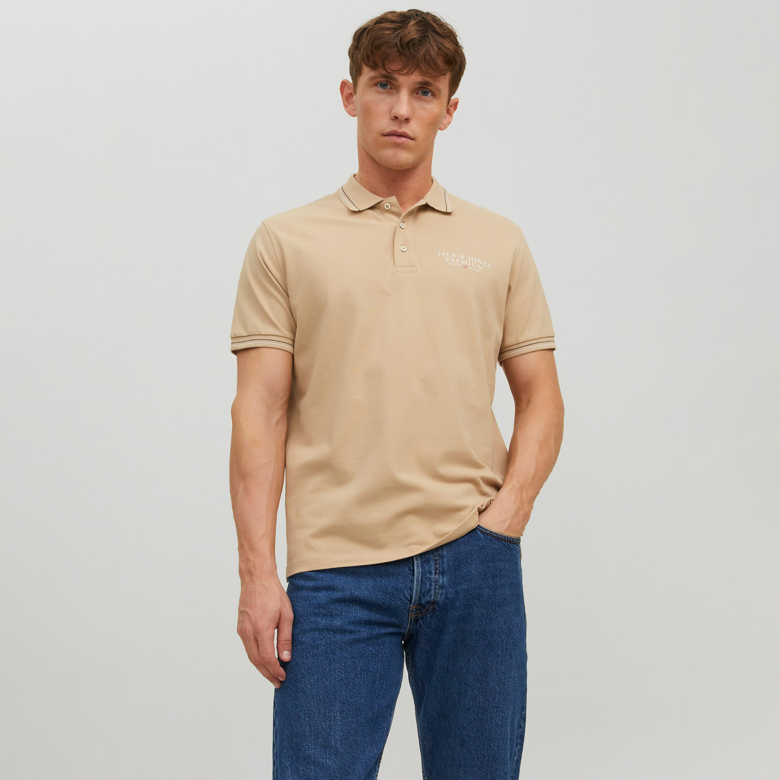 بولو تي شيرت من جاك آند جونز بأكمام قصيرة مع مطبوع-men-clothing-tshirtsandpolos-polos-image-1