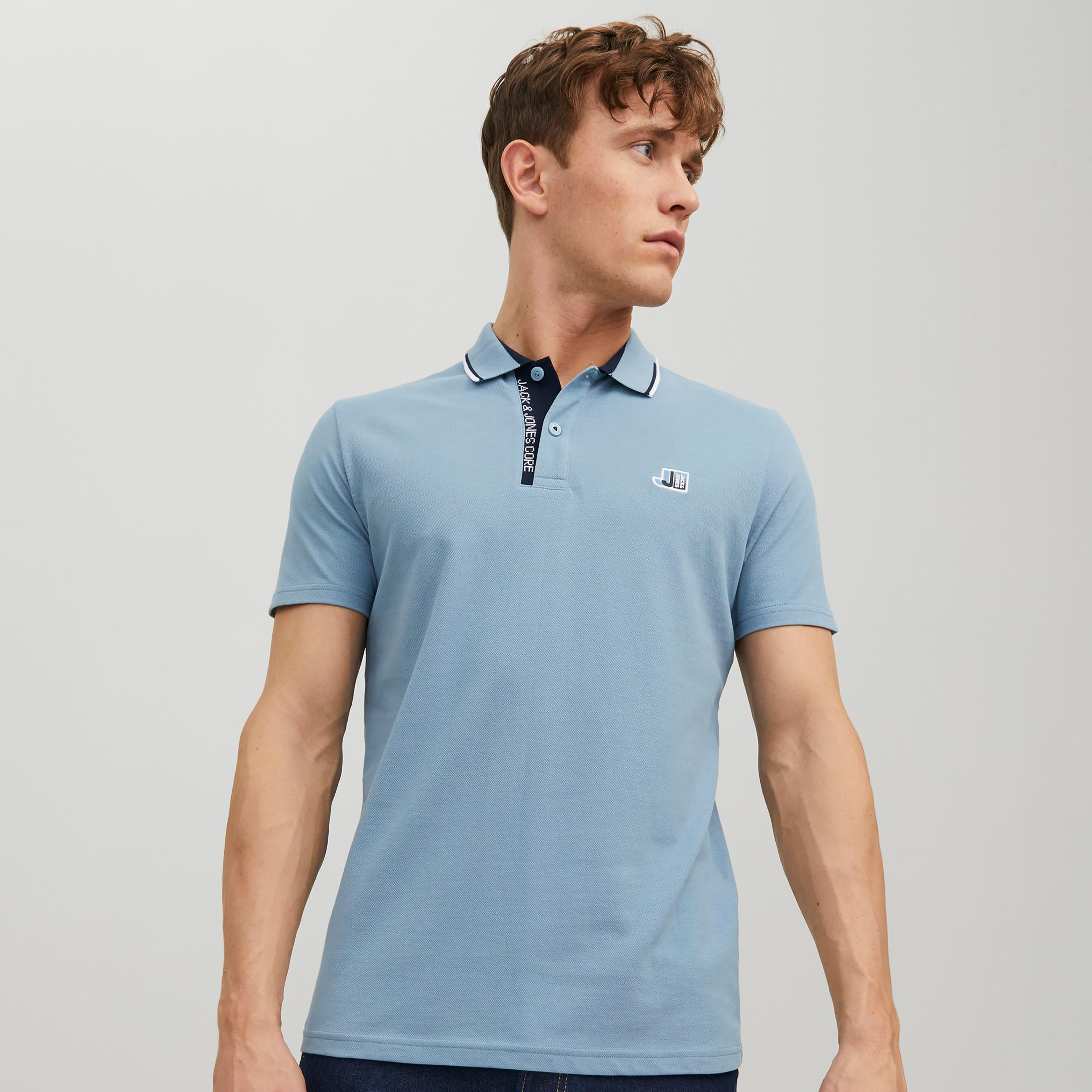 بولو تي شيرت من جاك آند جونز بأكمام قصيرة سادة-men-clothing-tshirtsandpolos-polos-image-6