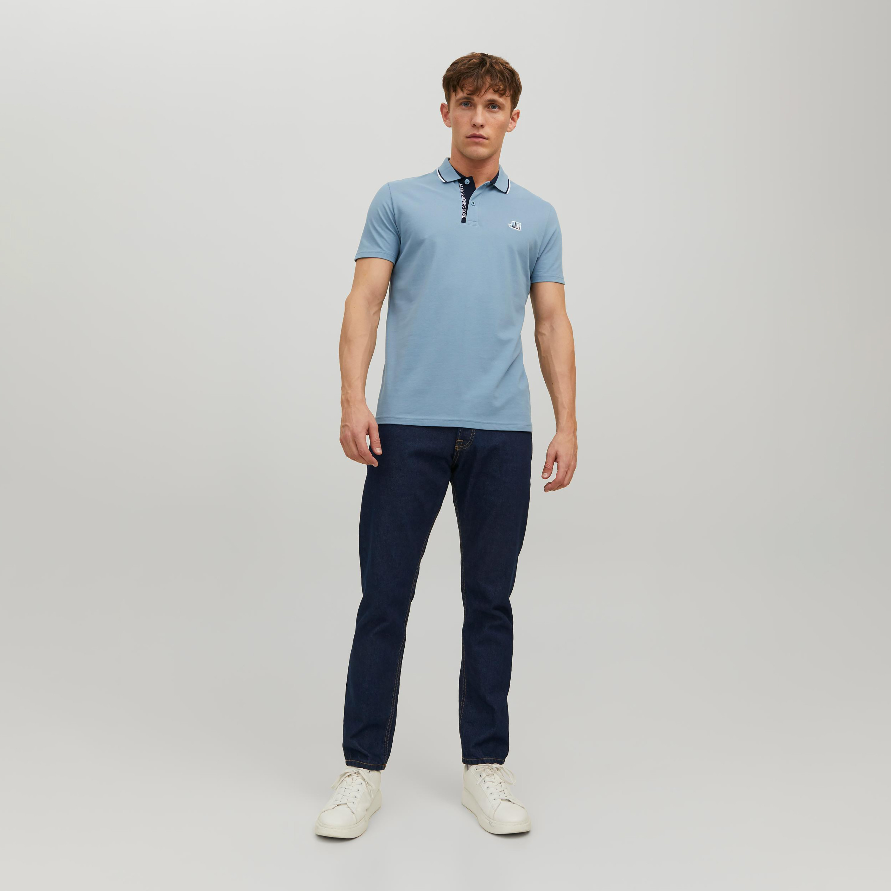 بولو تي شيرت من جاك آند جونز بأكمام قصيرة سادة-men-clothing-tshirtsandpolos-polos-image-7
