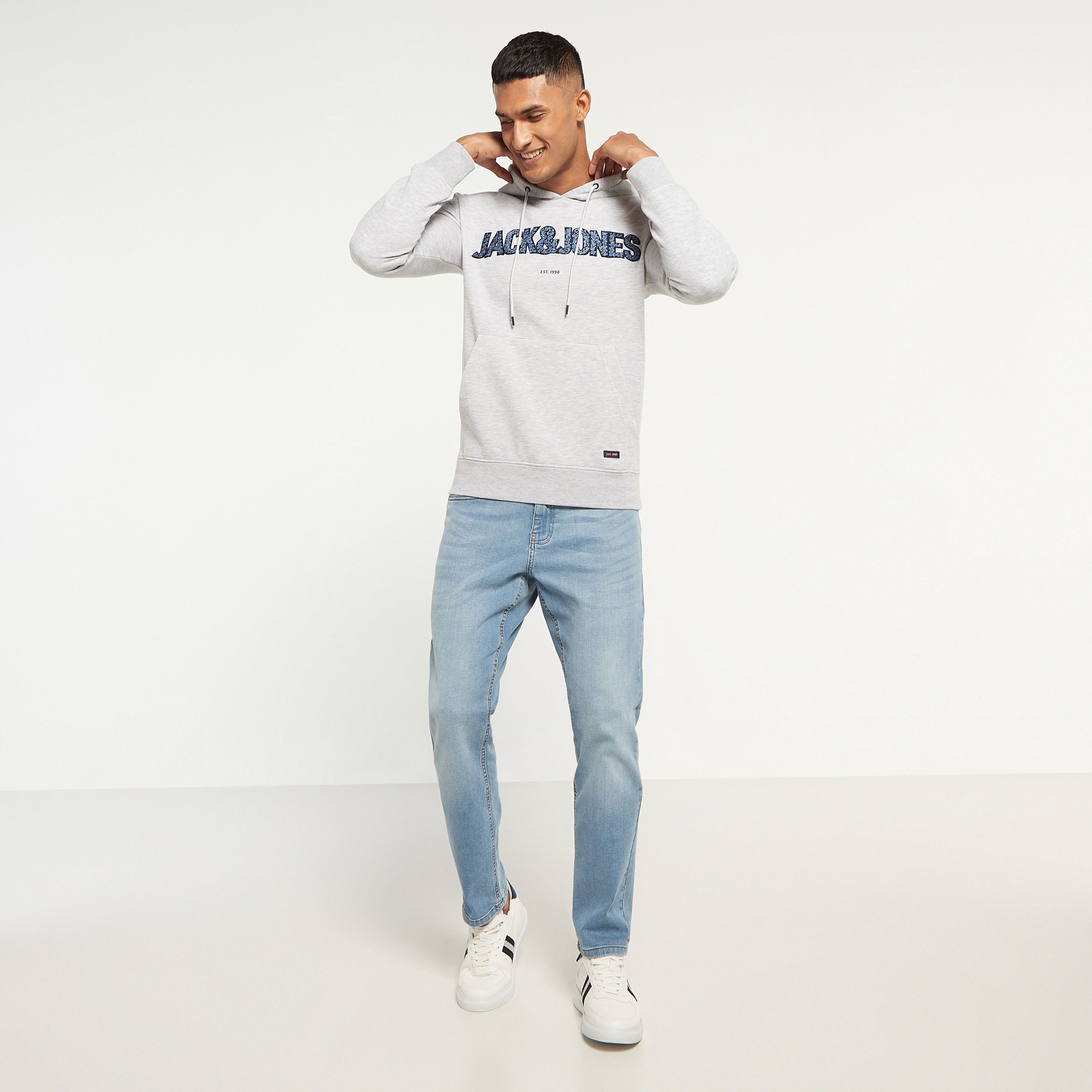 Jack & Jones Textured Long Sleeves Hoodie with Kangaroo Pocket-men-winterwear-hoodiesandsweatshirts-image-2