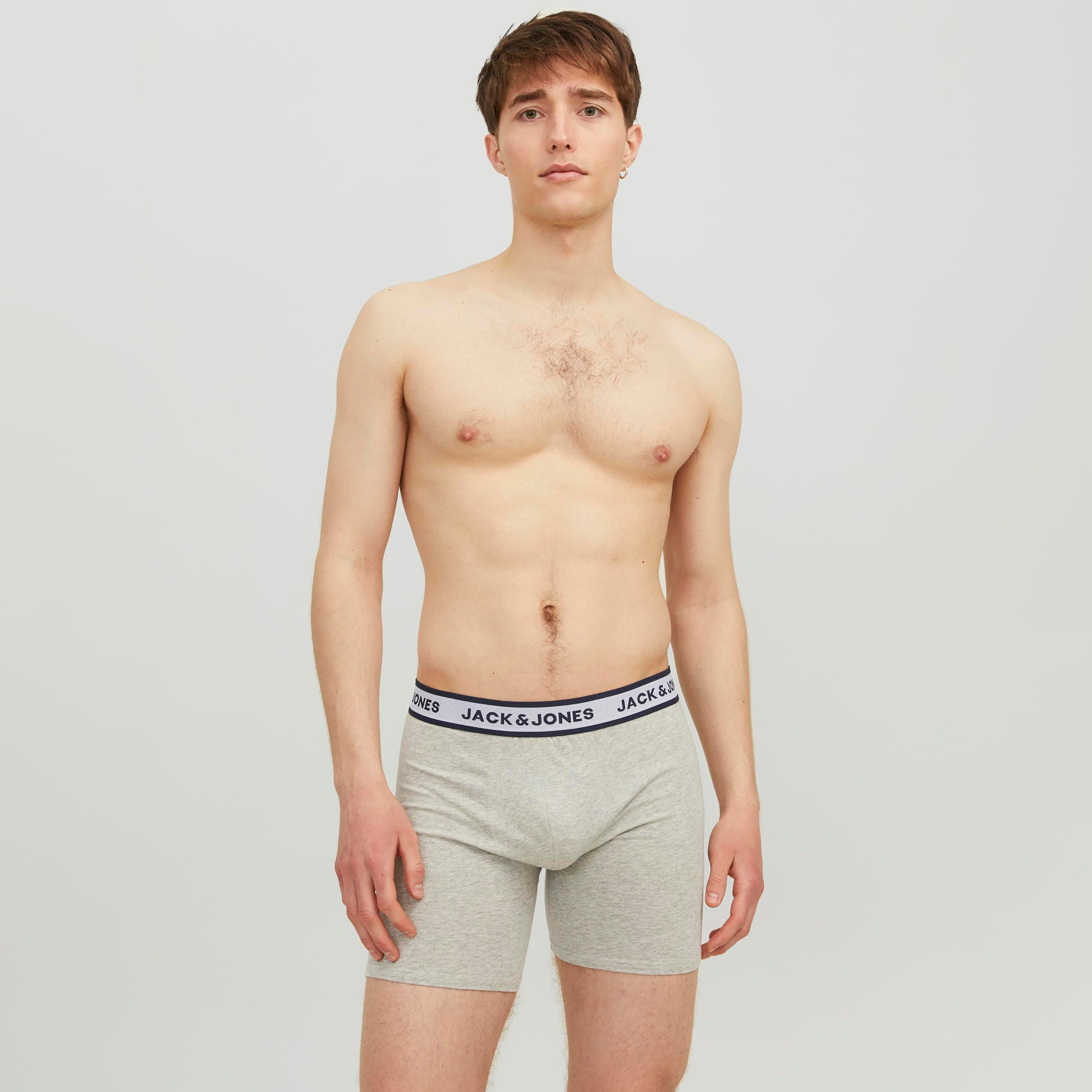 Jack & Jones Pack of 3 Solid Boxer Briefs with Brand Print Waistband-men-clothing-innerwear-underwear-image-2