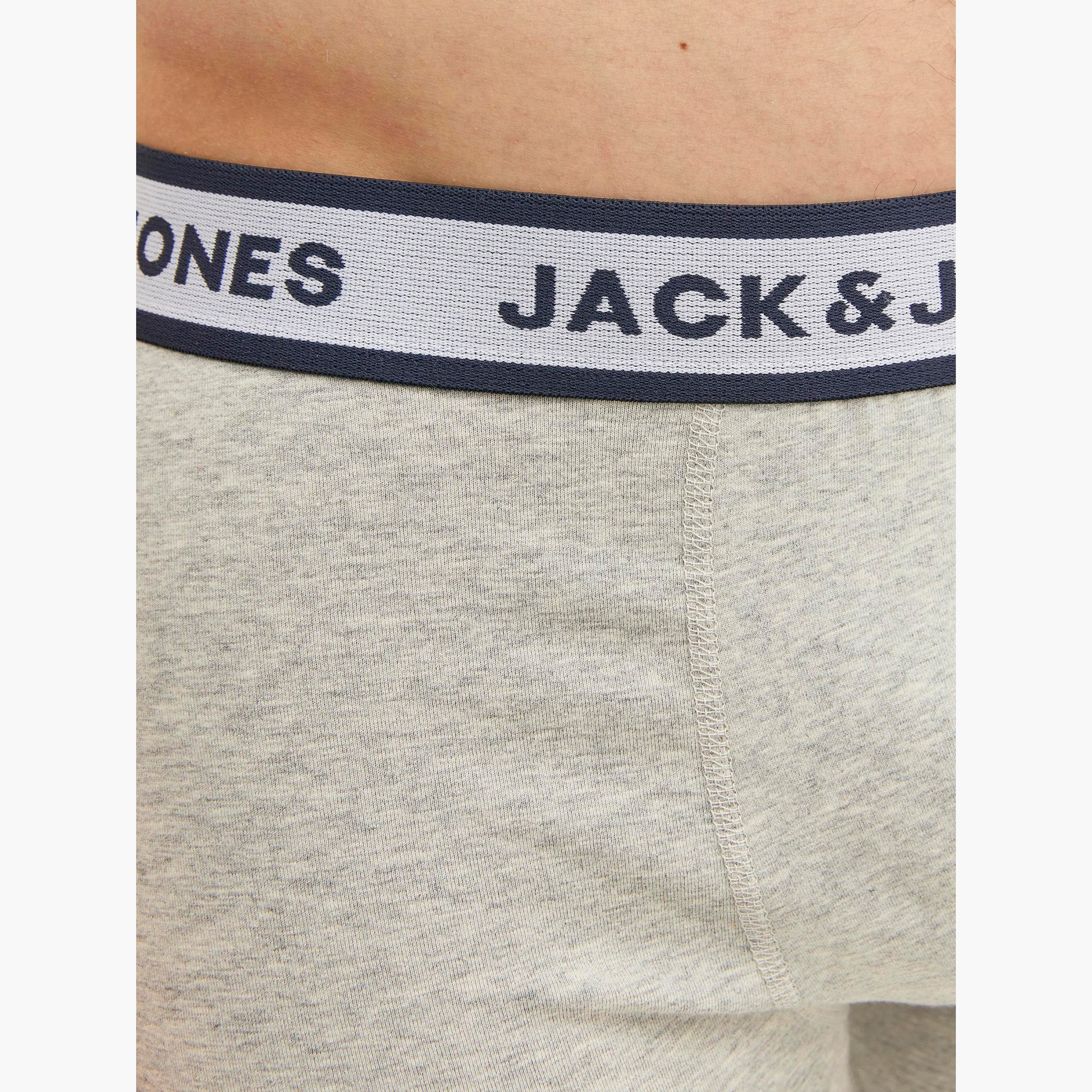 Jack & Jones Pack of 3 Solid Boxer Briefs with Brand Print Waistband-men-clothing-innerwear-underwear-image-3