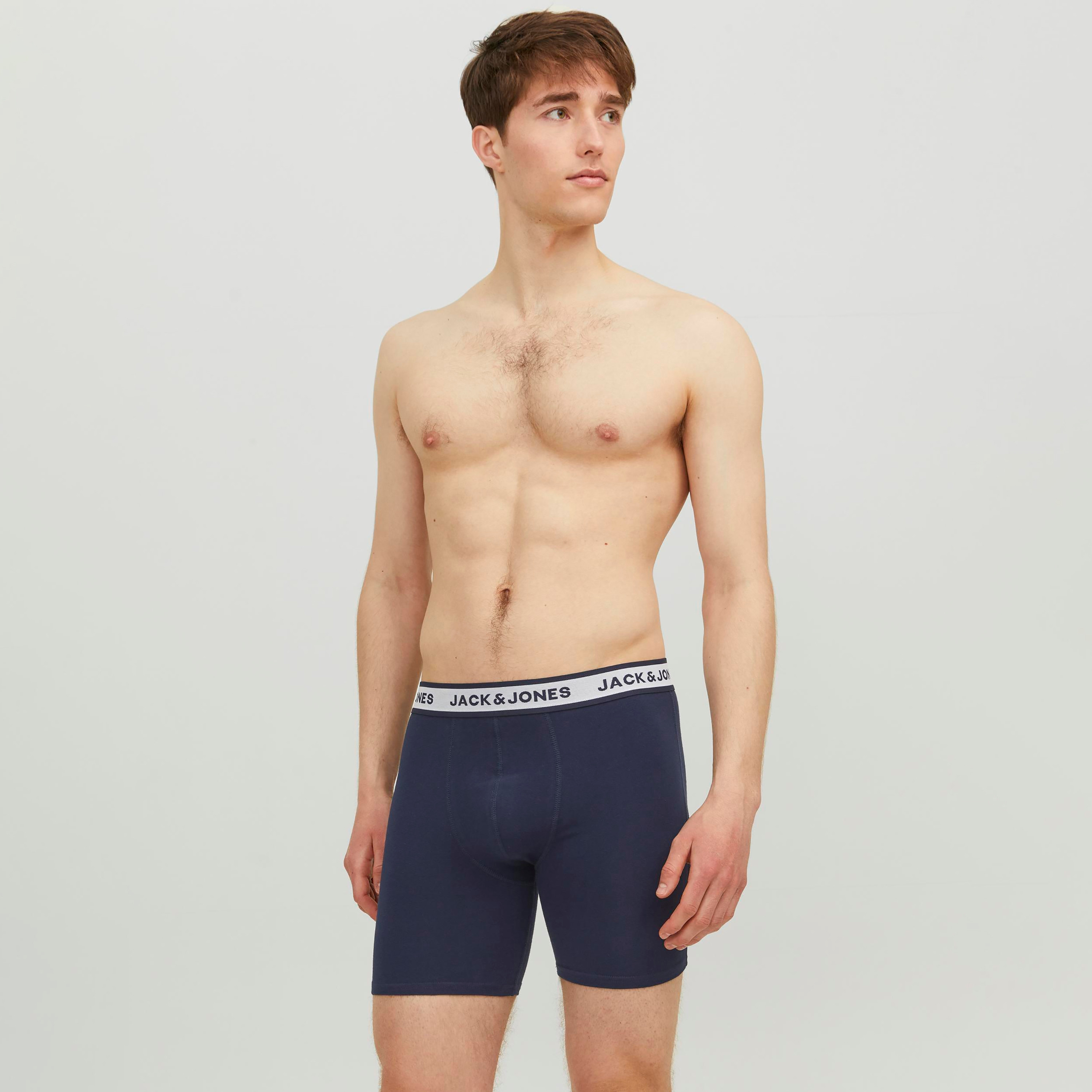 Jack & Jones Pack of 3 Solid Boxer Briefs with Brand Print Waistband-men-clothing-innerwear-underwear-image-6