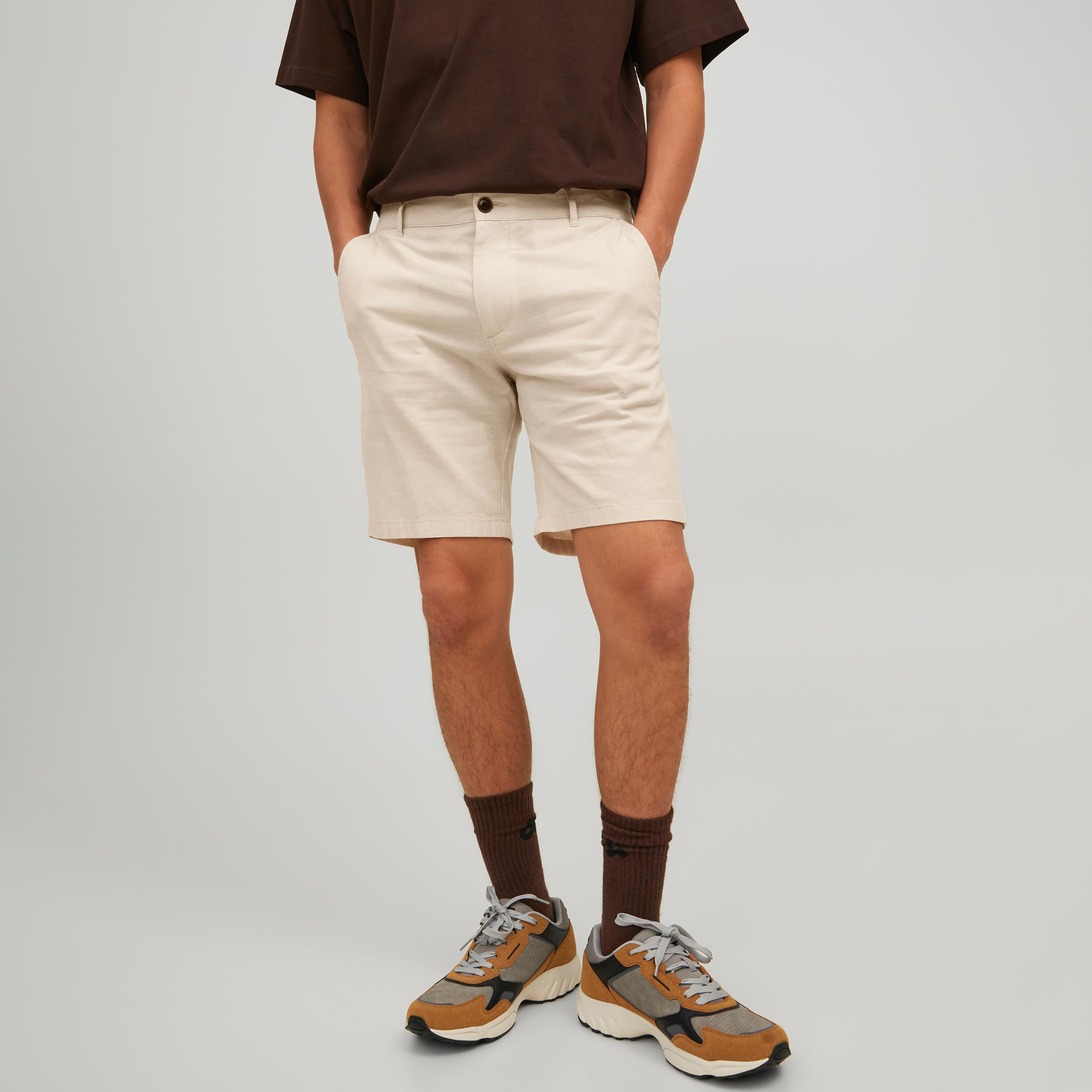Jack & Jones Plain Mid-Rise Shorts with Belt Loops-men-clothing-bottoms-shorts-image-7