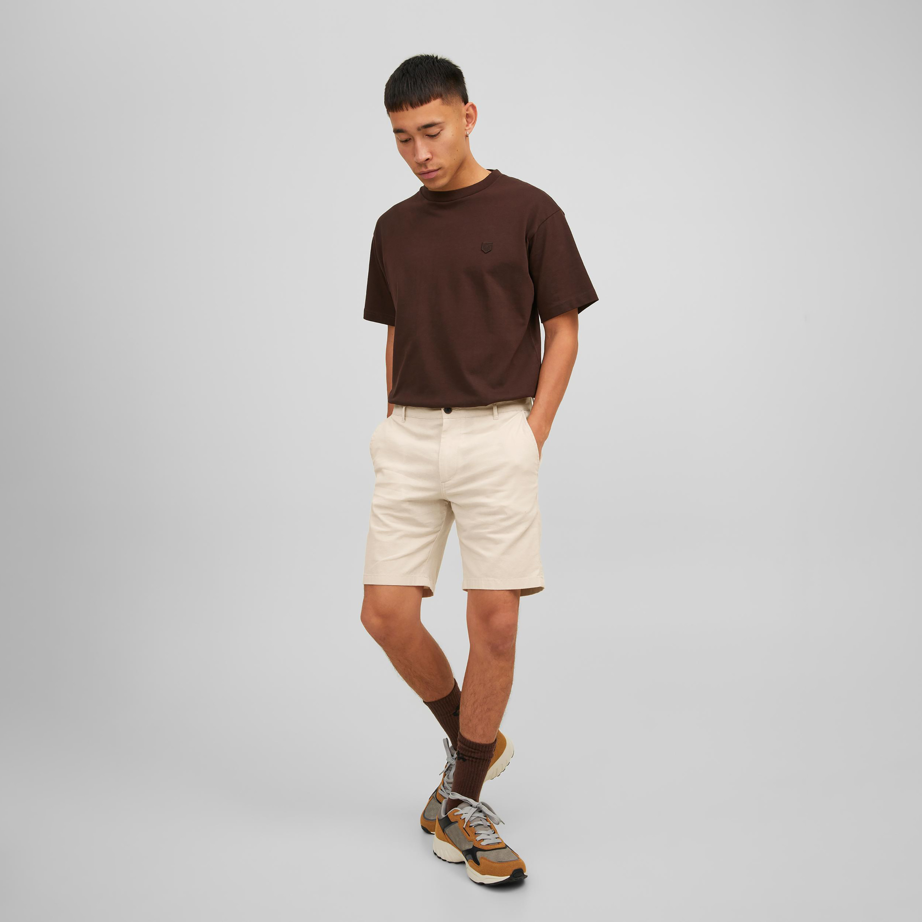 Jack & Jones Plain Mid-Rise Shorts with Belt Loops-men-clothing-bottoms-shorts-image-8