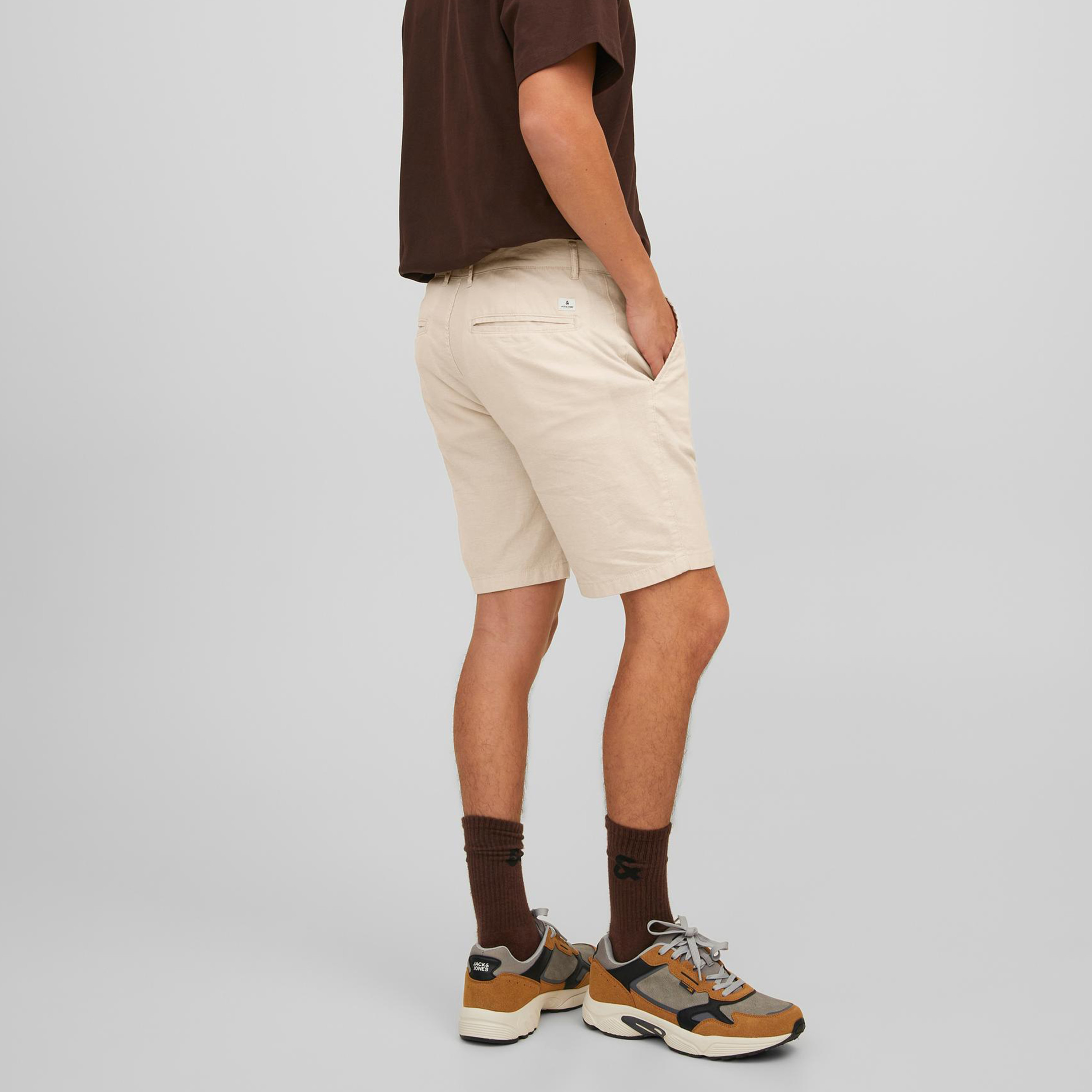 Jack & Jones Plain Mid-Rise Shorts with Belt Loops-men-clothing-bottoms-shorts-image-10