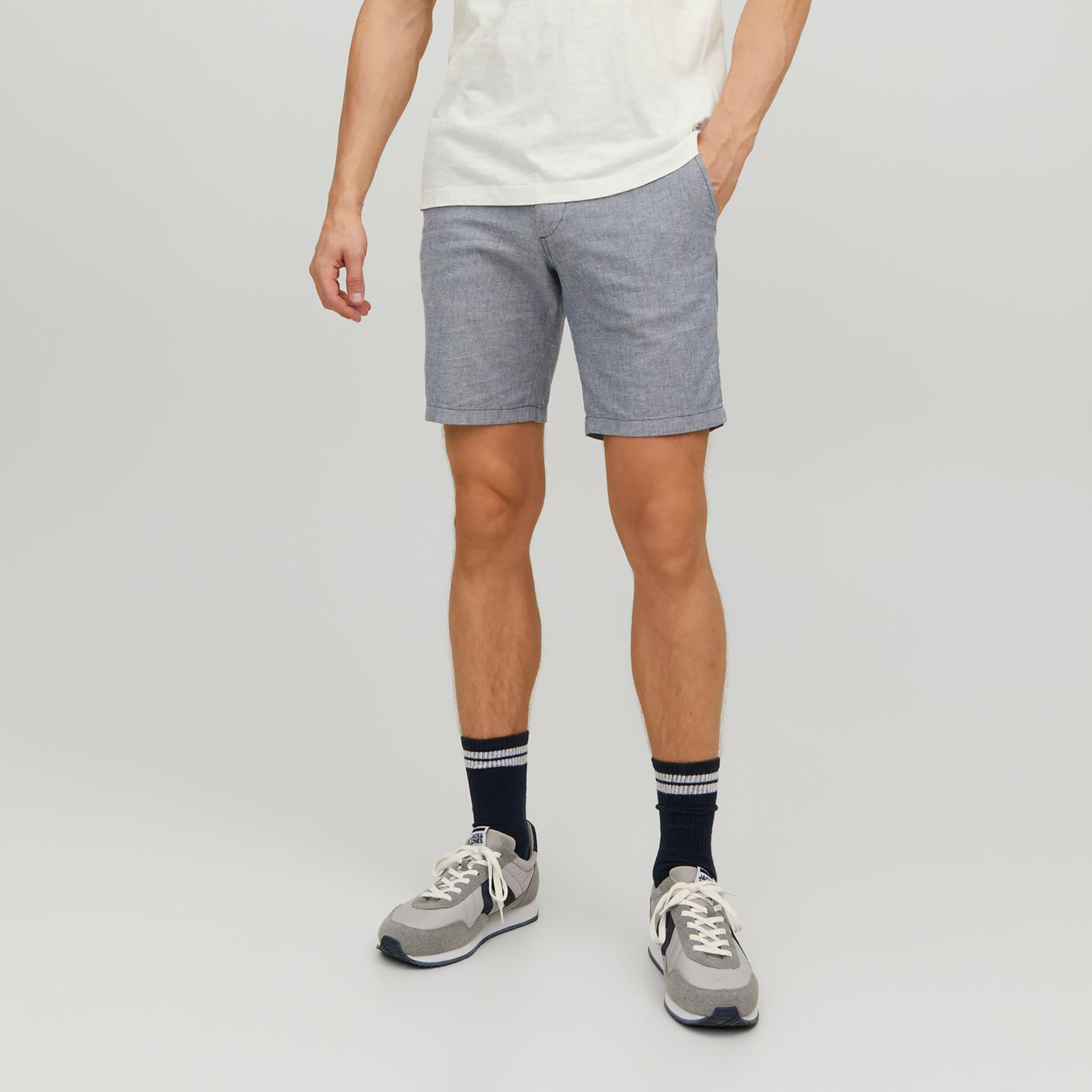 Jack & Jones Plain Mid-Rise Shorts with Belt Loops-men-clothing-bottoms-shorts-image-1