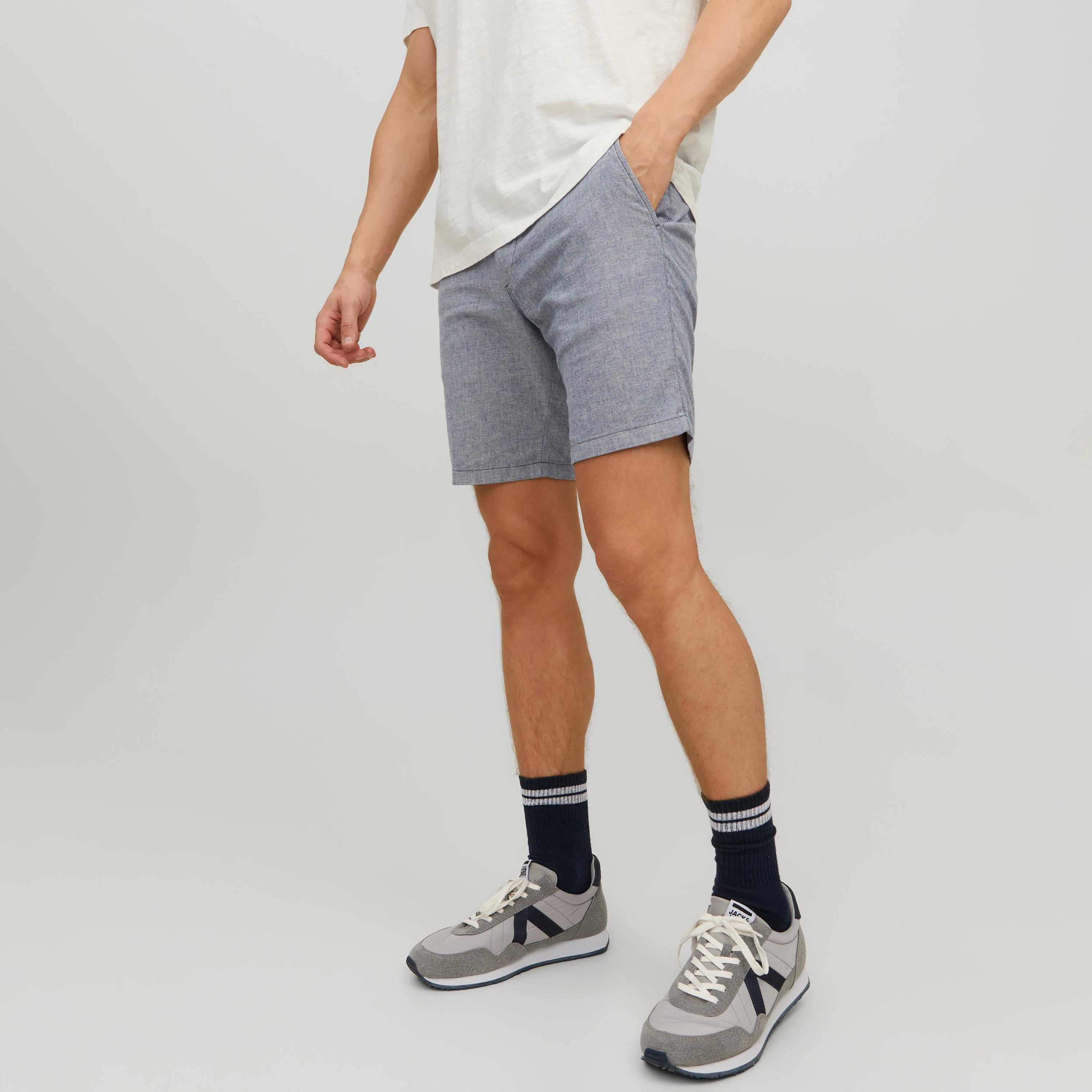 Jack & Jones Plain Mid-Rise Shorts with Belt Loops-men-clothing-bottoms-shorts-image-2