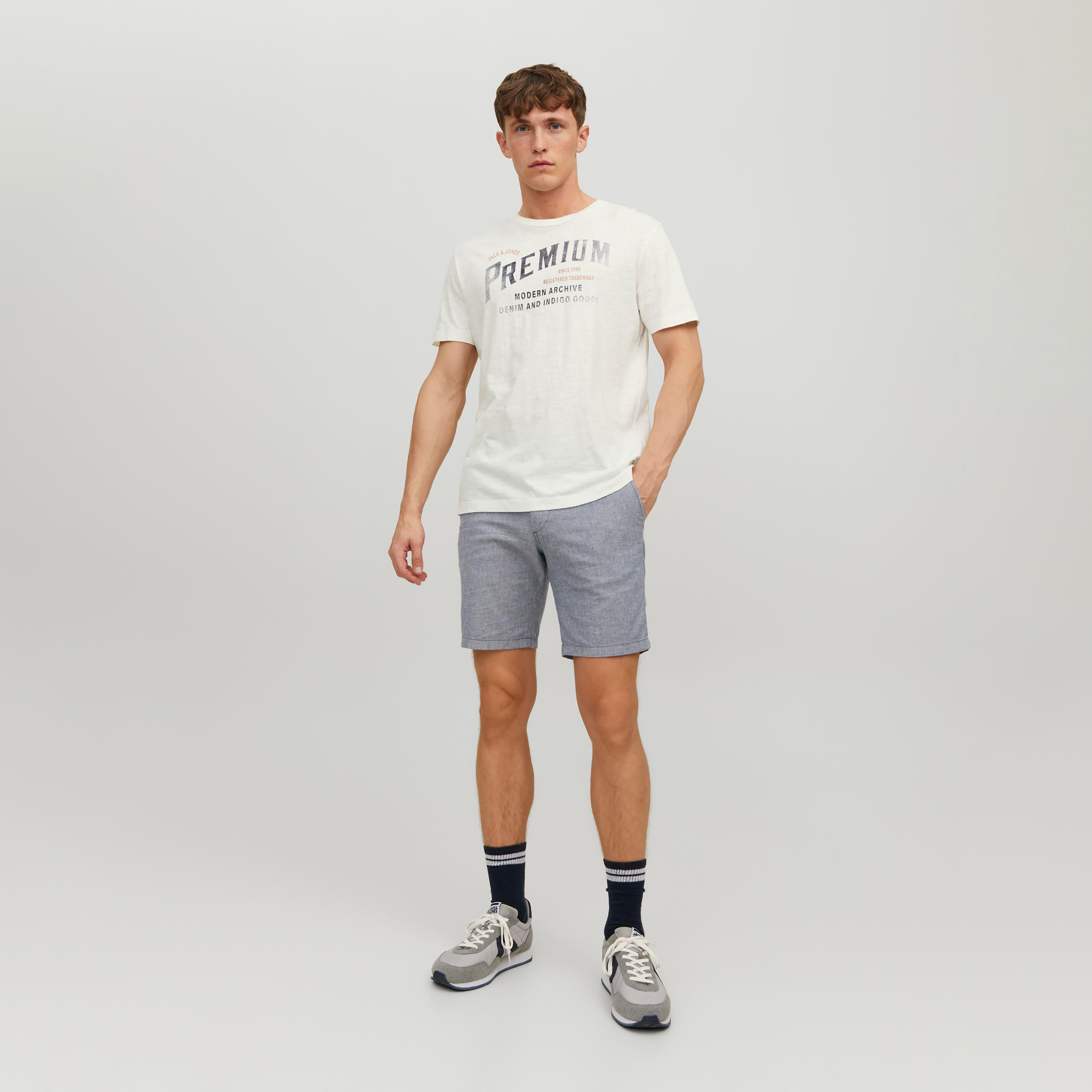Jack & Jones Plain Mid-Rise Shorts with Belt Loops-men-clothing-bottoms-shorts-image-3