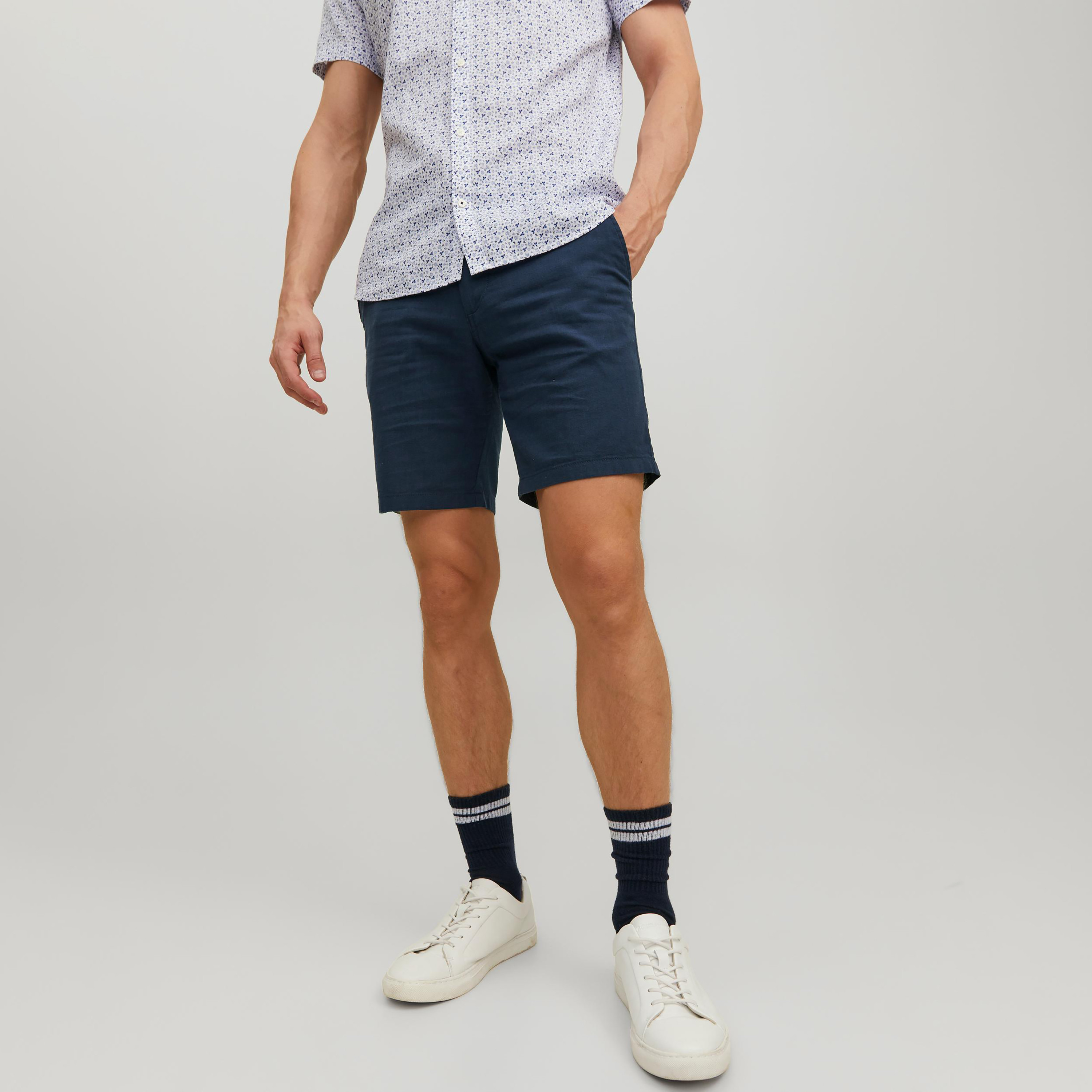 Jack & Jones Plain Mid-Rise Shorts with Belt Loops-men-clothing-bottoms-shorts-image-12