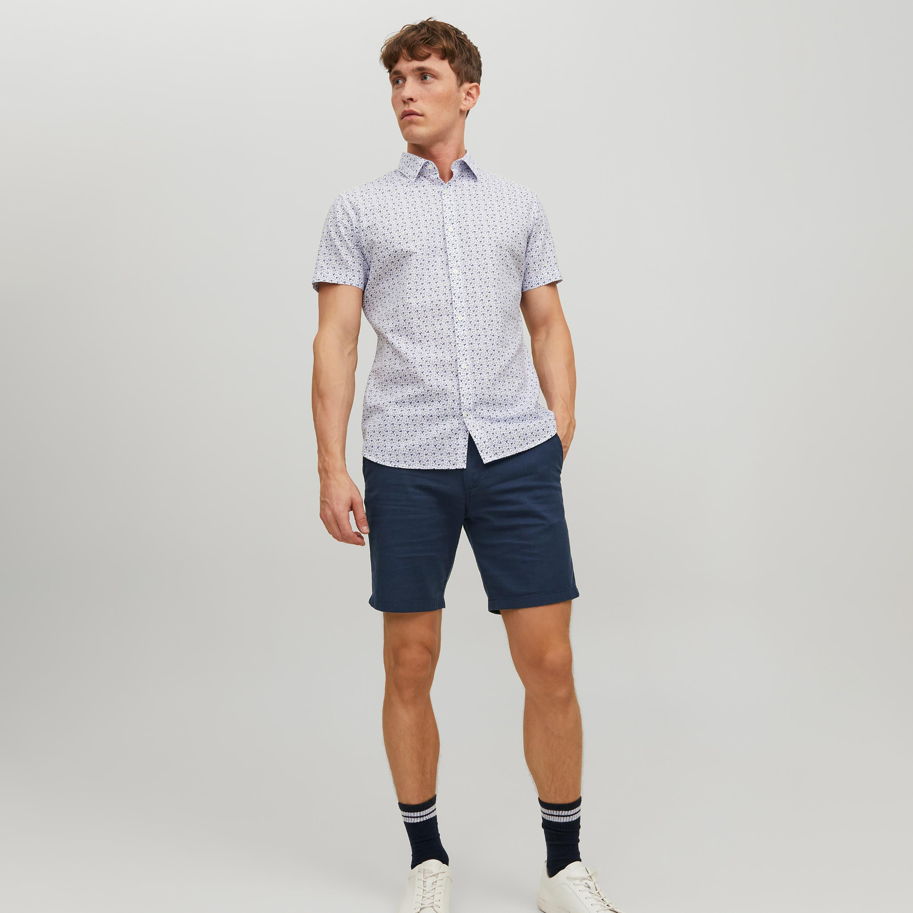 Jack & Jones Plain Mid-Rise Shorts with Belt Loops-men-clothing-bottoms-shorts-image-13