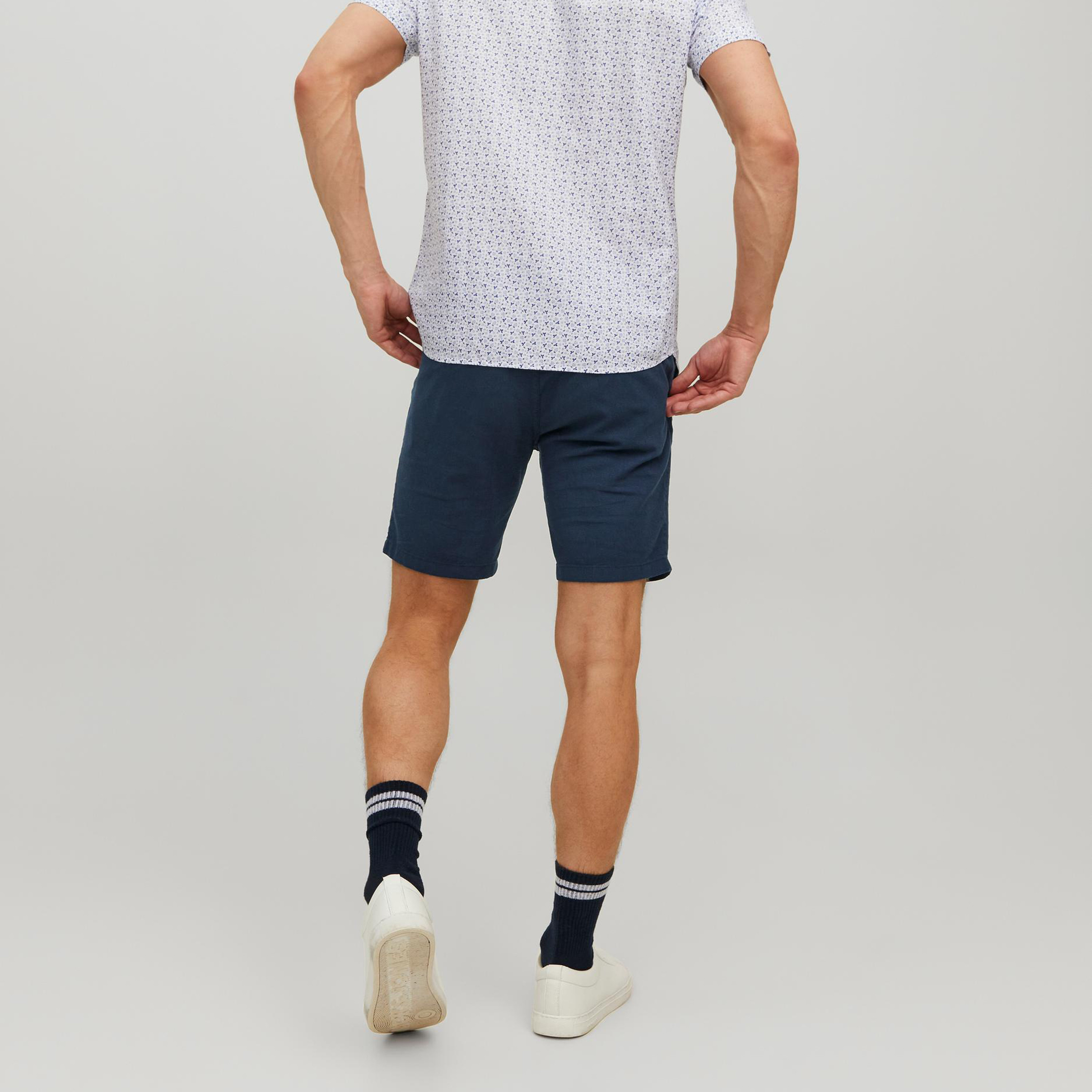 Jack & Jones Plain Mid-Rise Shorts with Belt Loops-men-clothing-bottoms-shorts-image-15