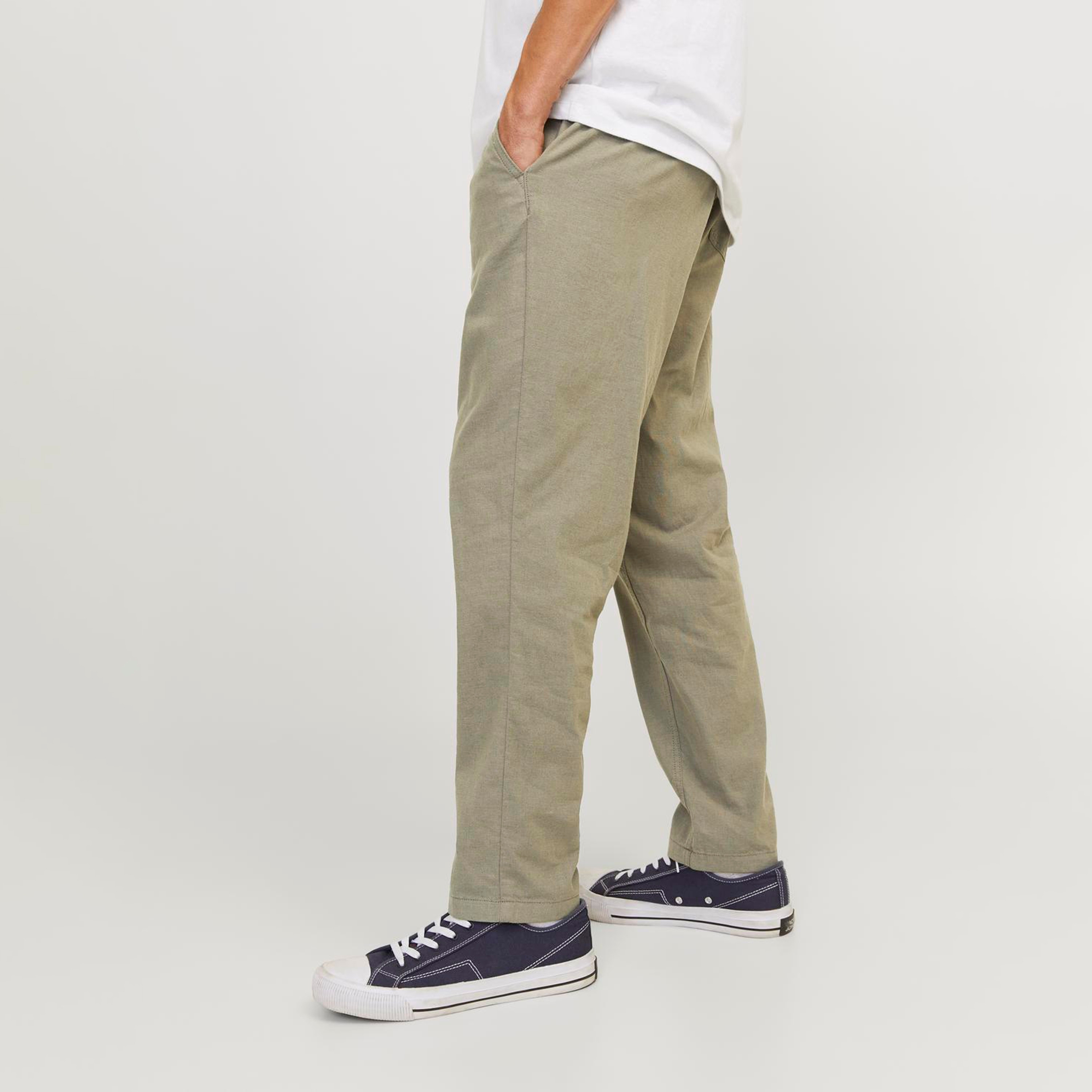 Jack & Jones Plain Mid-Rise Elasticated Drawstring Men's Trousers-men-clothing-bottoms-trousersandchinos-trousers-image-4