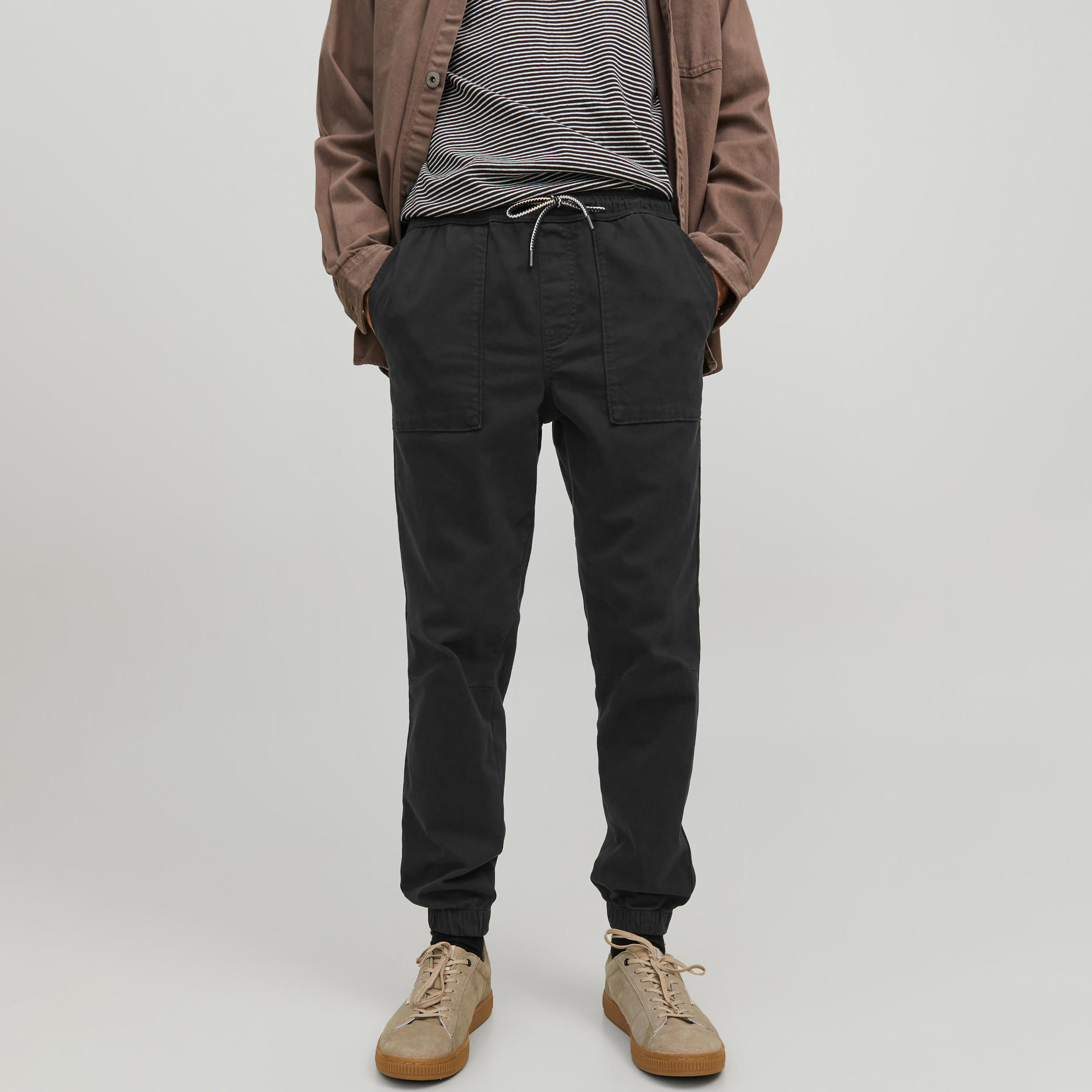 Jack & Jones Plain Mid-Rise Drawstring Joggers-men-clothing-bottoms-joggers-image-1
