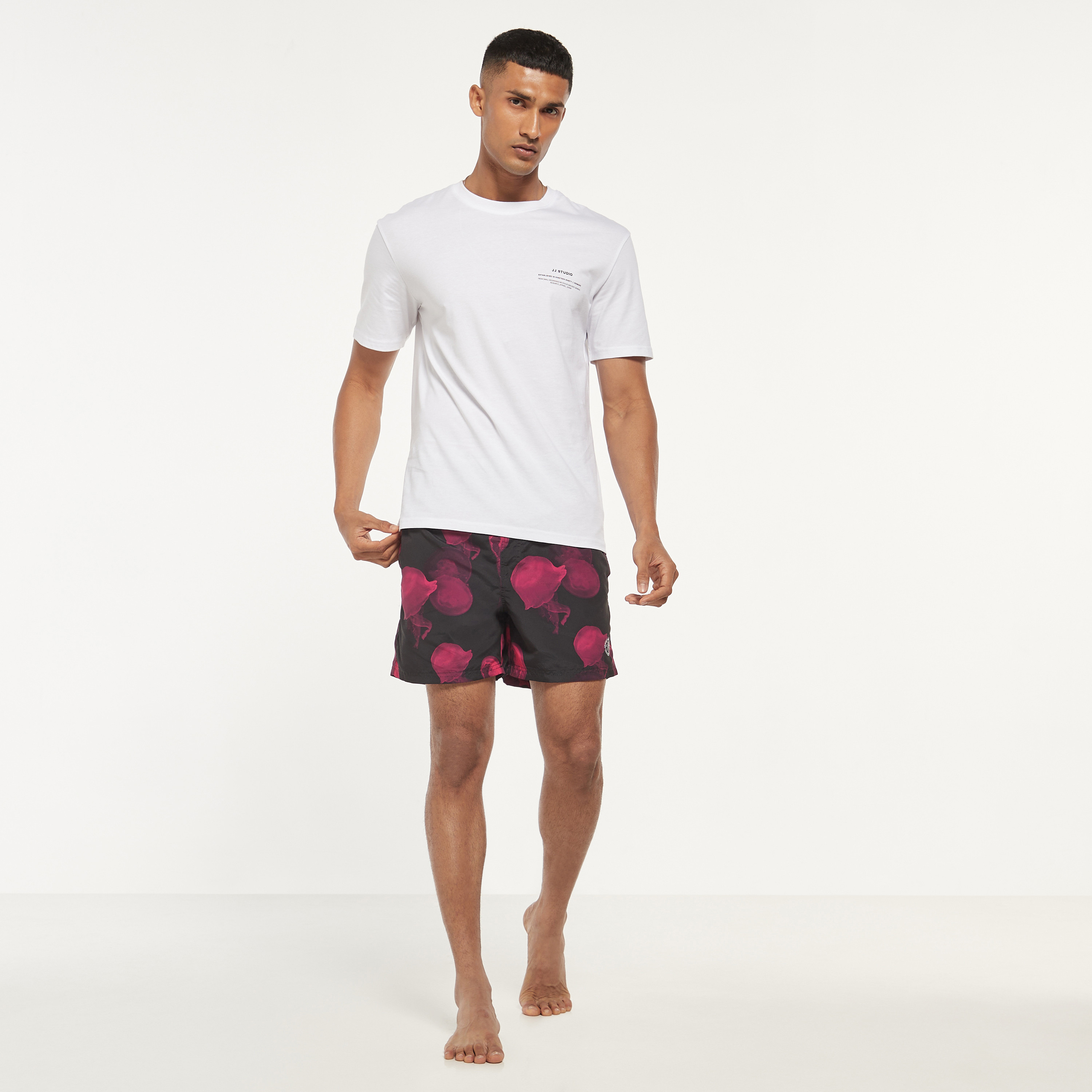 Jack & Jones Printed Mid Waist Drawstring Swim Shorts-men-clothing-swimandbeach-shorts-image-2