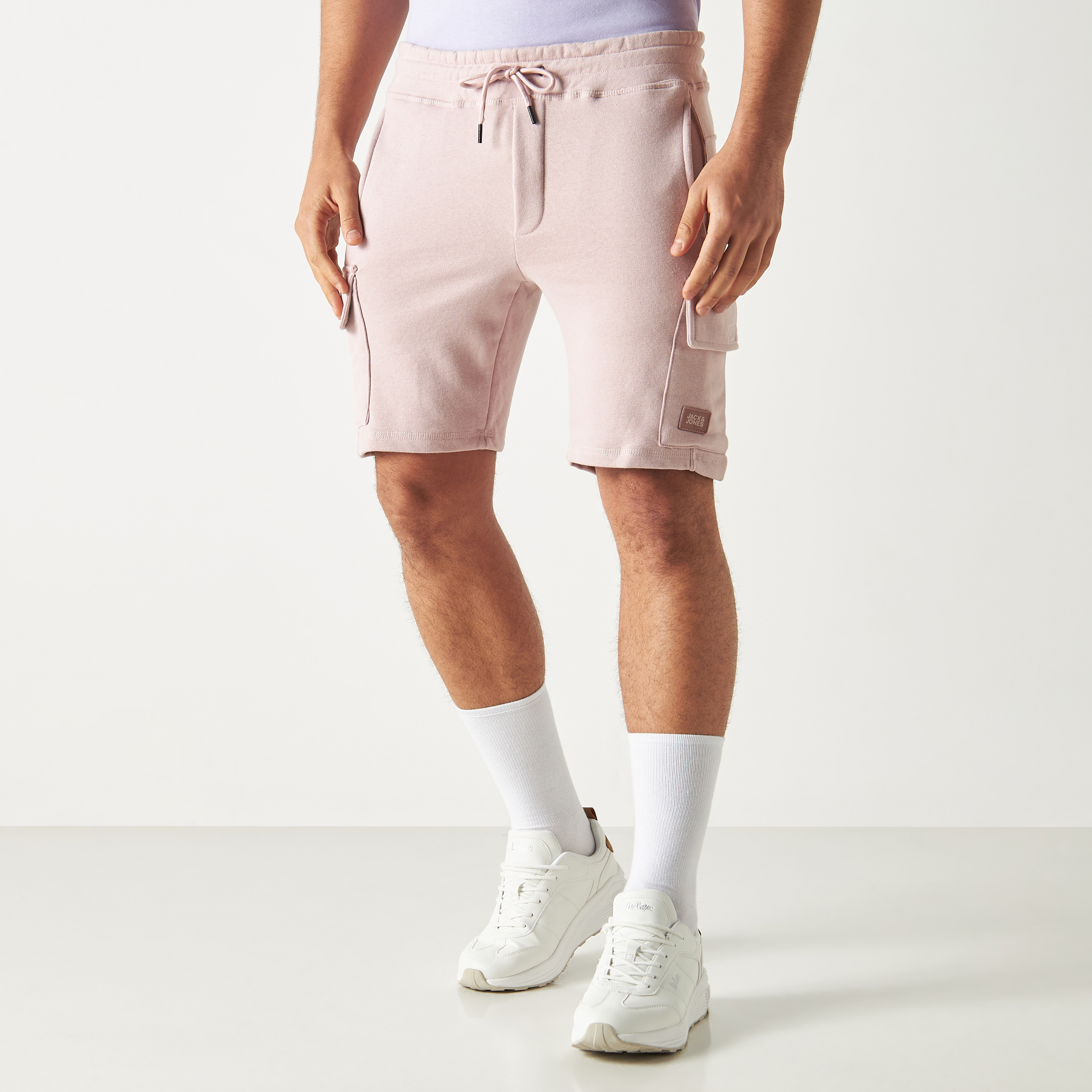 Jack & Jones Plain Mid-Rise Drawstring Shorts-men-clothing-bottoms-shorts-image-3