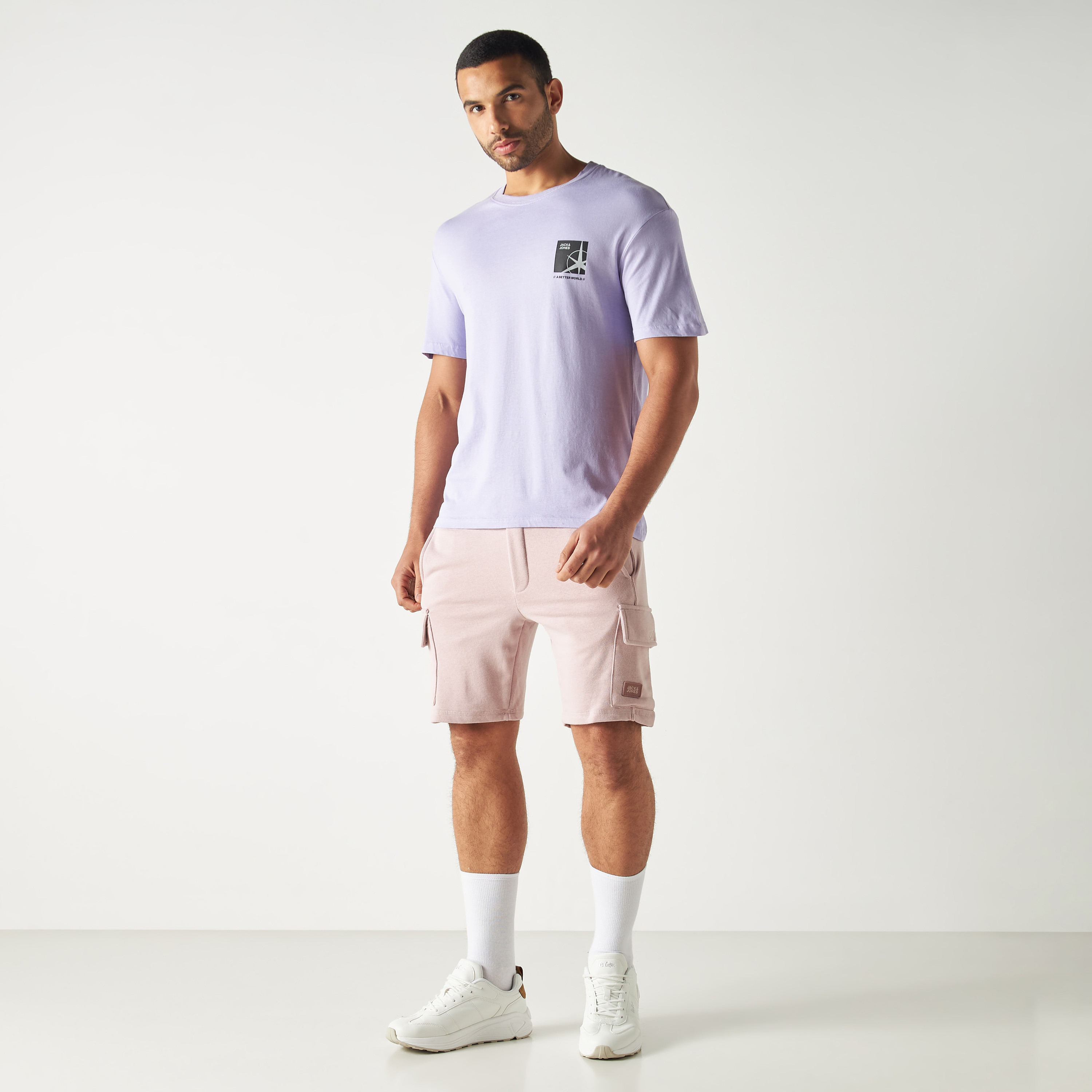 Jack & Jones Plain Mid-Rise Drawstring Shorts-men-clothing-bottoms-shorts-image-4