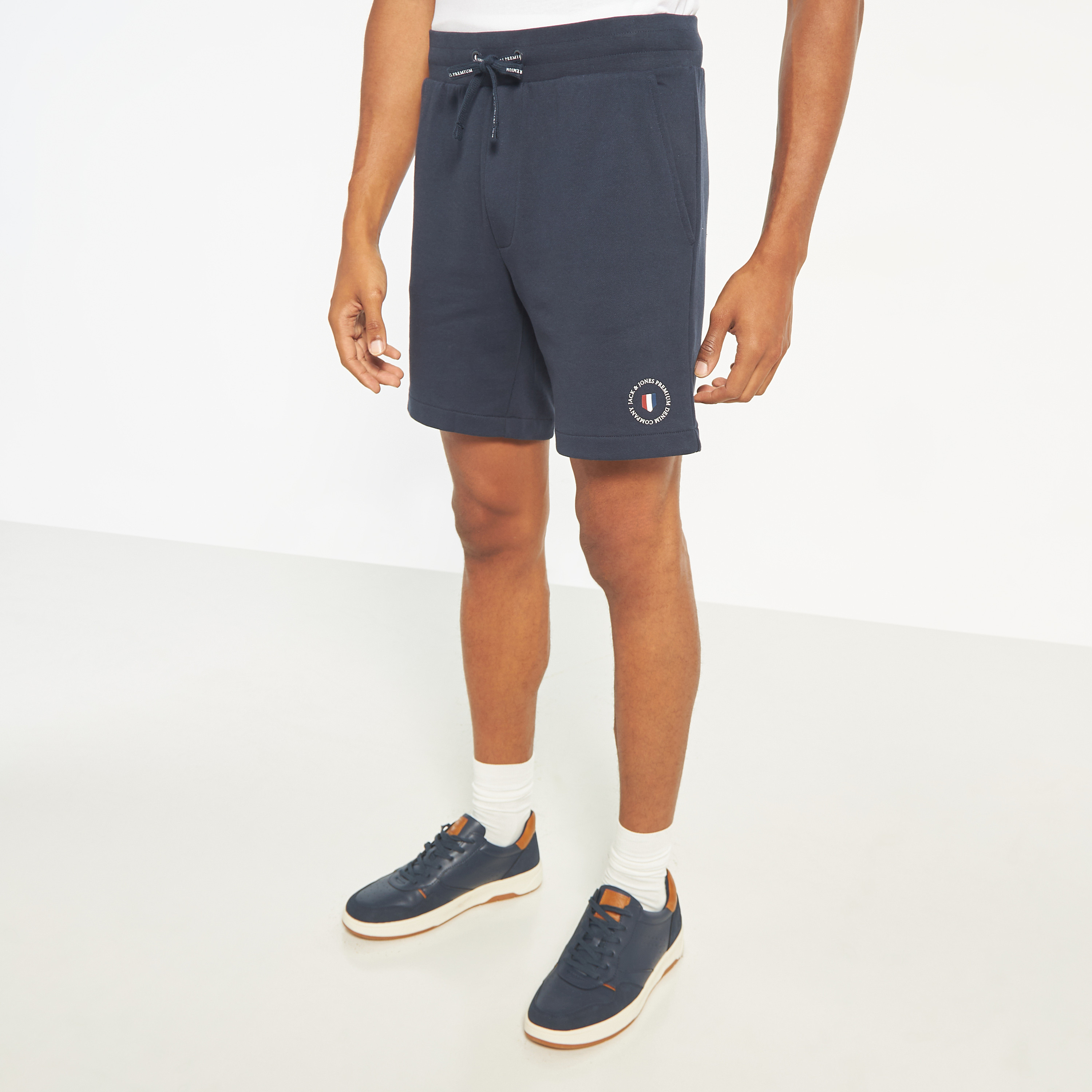 Jack & Jones Plain Mid Waist Drawstring Sweat Shorts-men-clothing-bottoms-shorts-image-1