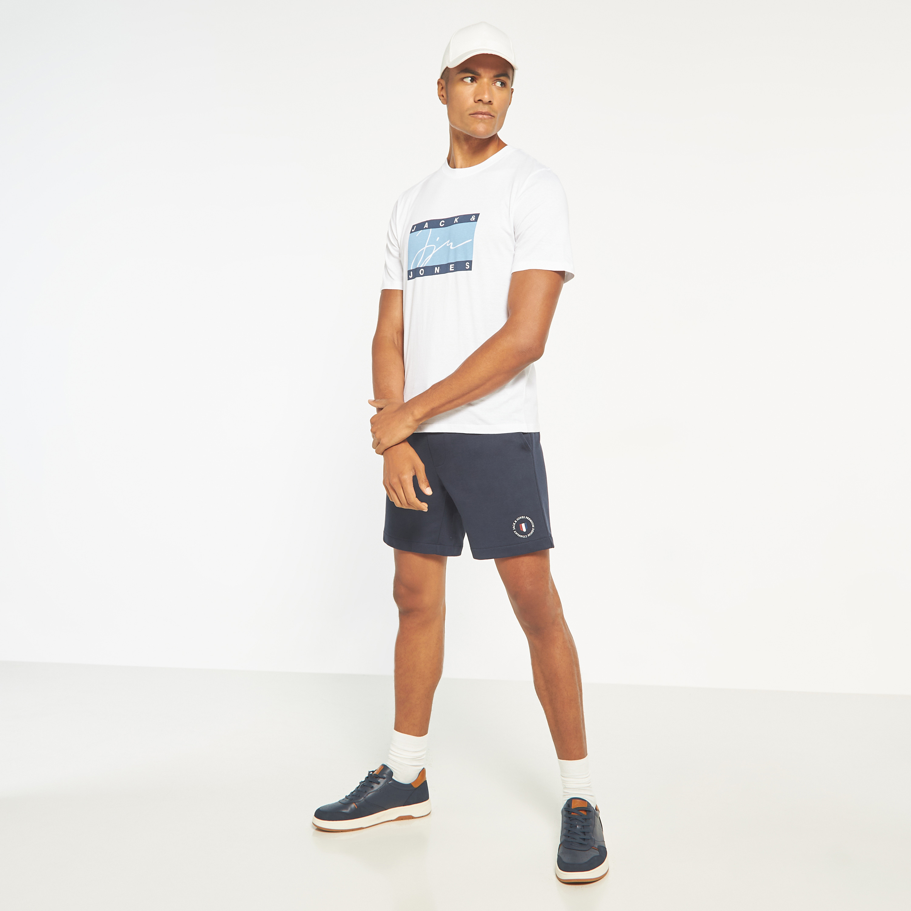 Jack & Jones Plain Mid Waist Drawstring Sweat Shorts-men-clothing-bottoms-shorts-image-2