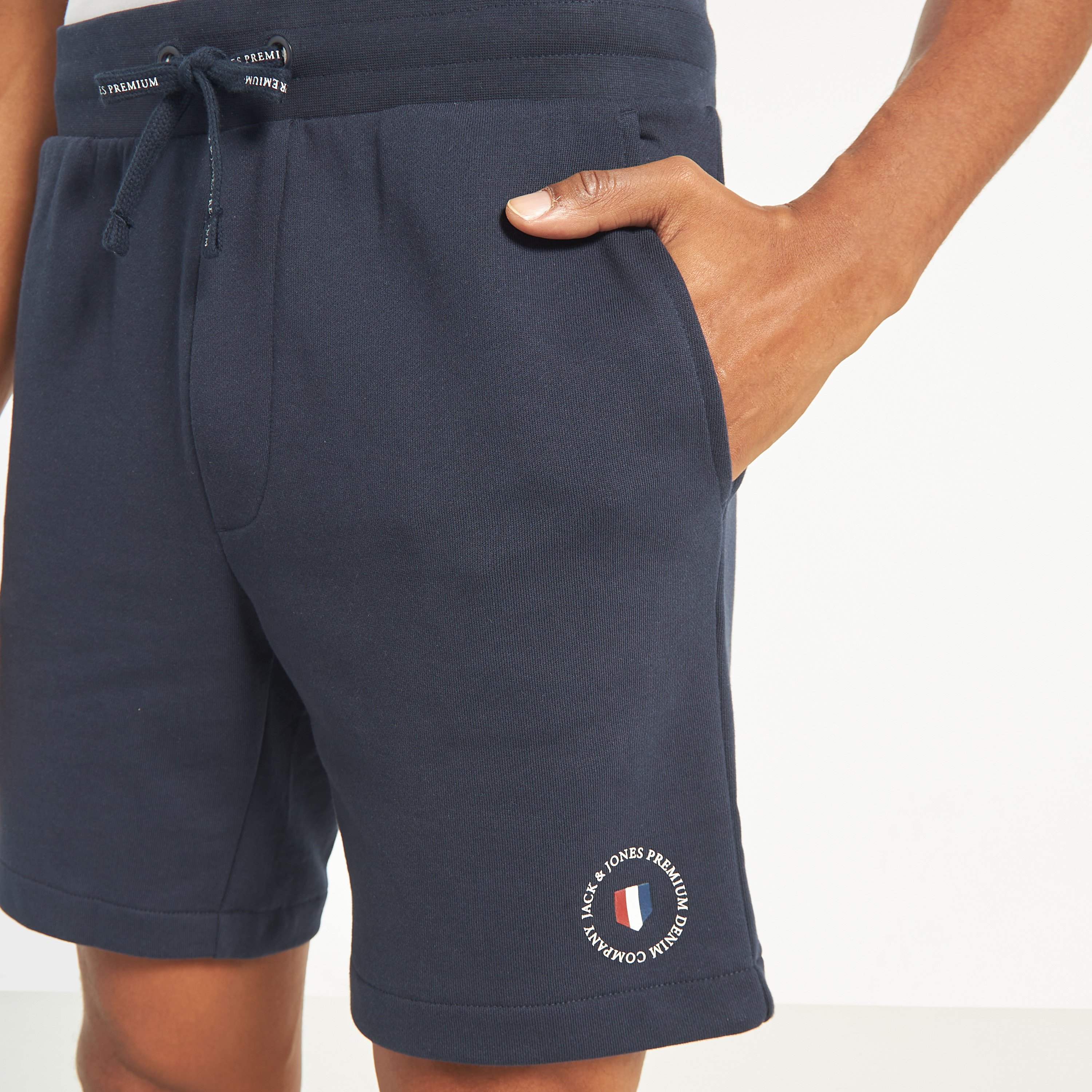 Jack & Jones Plain Mid Waist Drawstring Sweat Shorts-men-clothing-bottoms-shorts-image-4