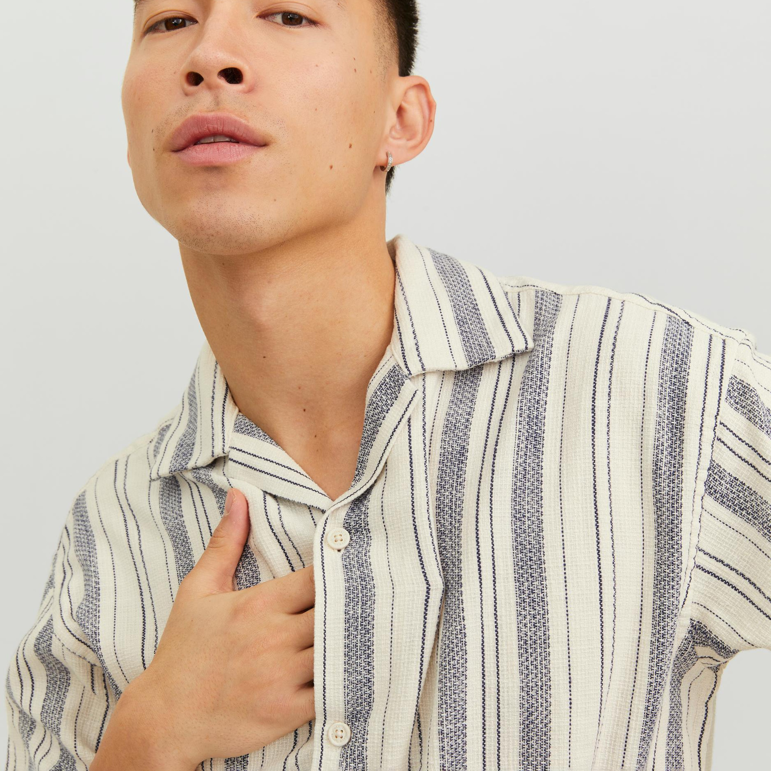 Jack & Jones Striped Cuban Collar Short Sleeves Casual Shirt-men-clothing-shirts-image-3