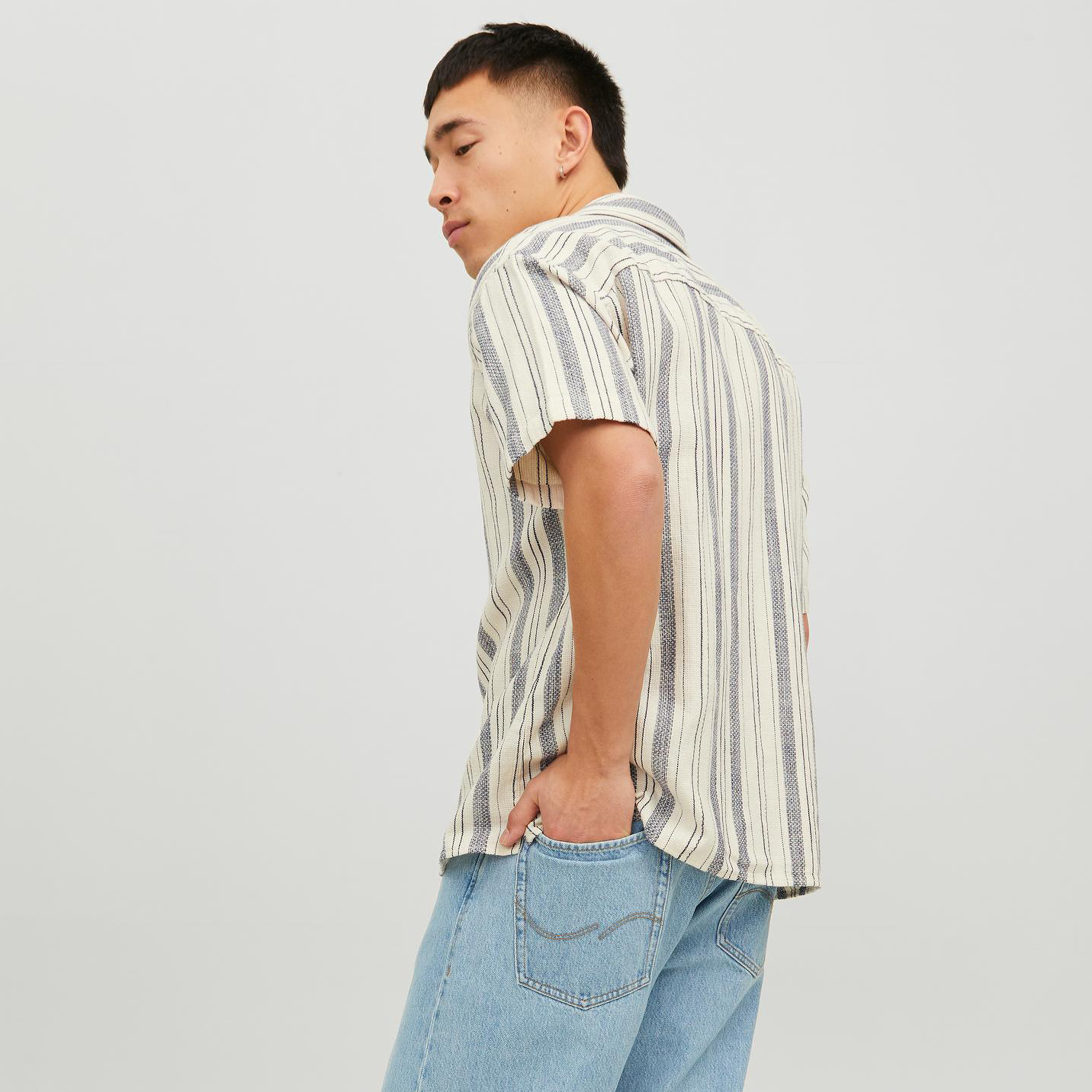 Jack & Jones Striped Cuban Collar Short Sleeves Casual Shirt-men-clothing-shirts-image-4