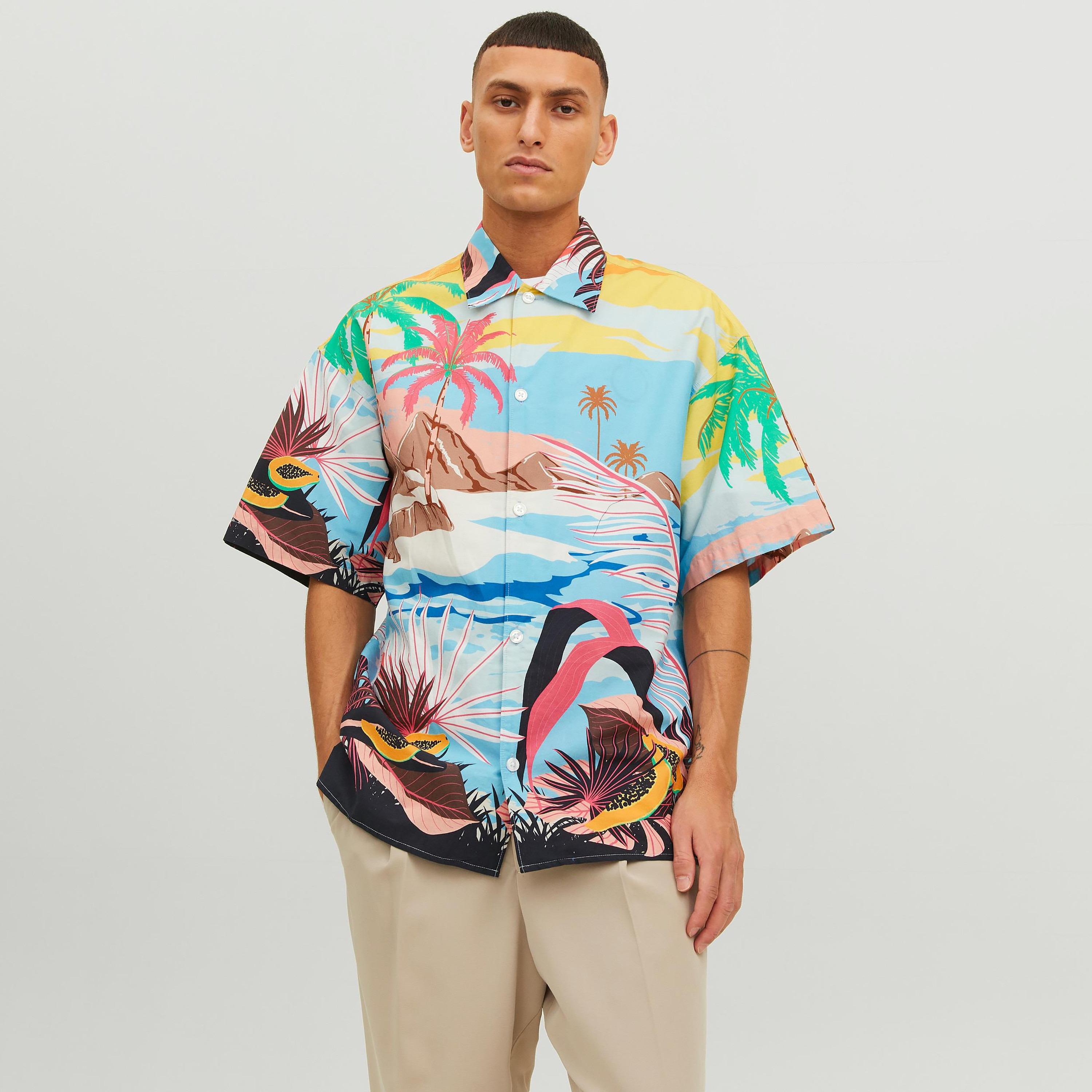 Jack & Jones Printed Collared Short Sleeves Casual Shirt-men-clothing-shirts-image-1