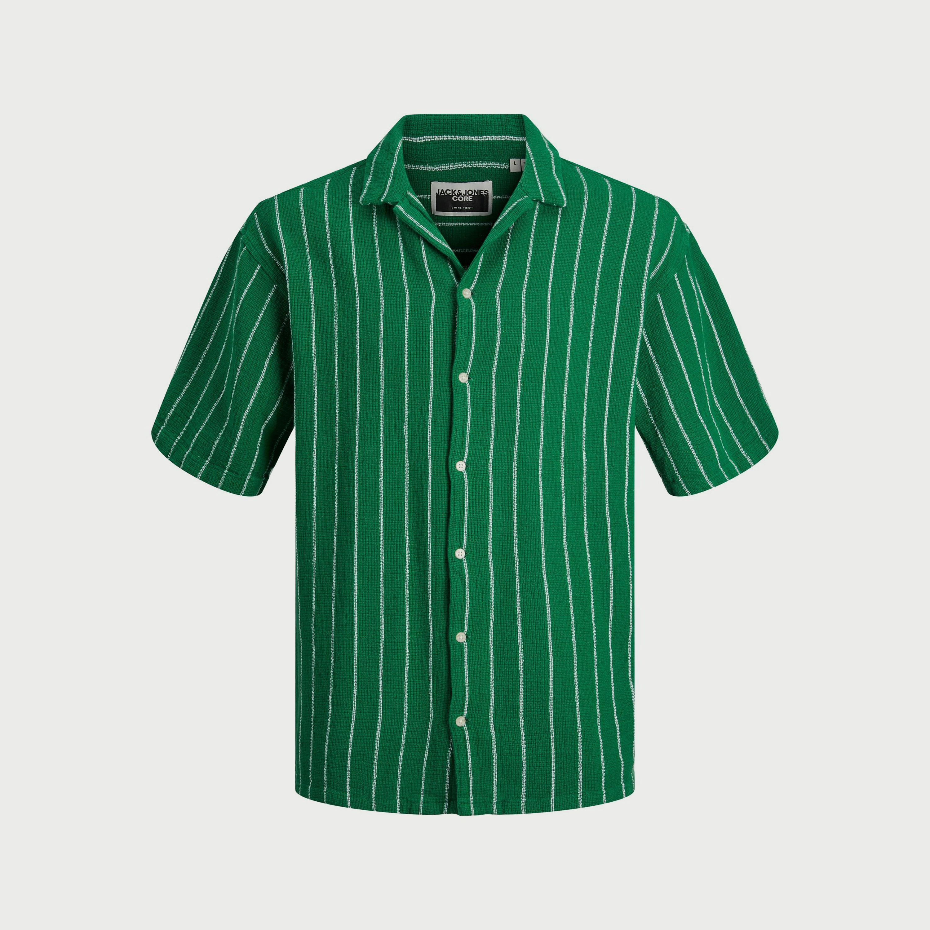 قميص كاجوال من جاك آند جونز بياقة كوبية وأكمام قصيرة مع مخطط -men-clothing-shirts-image-3