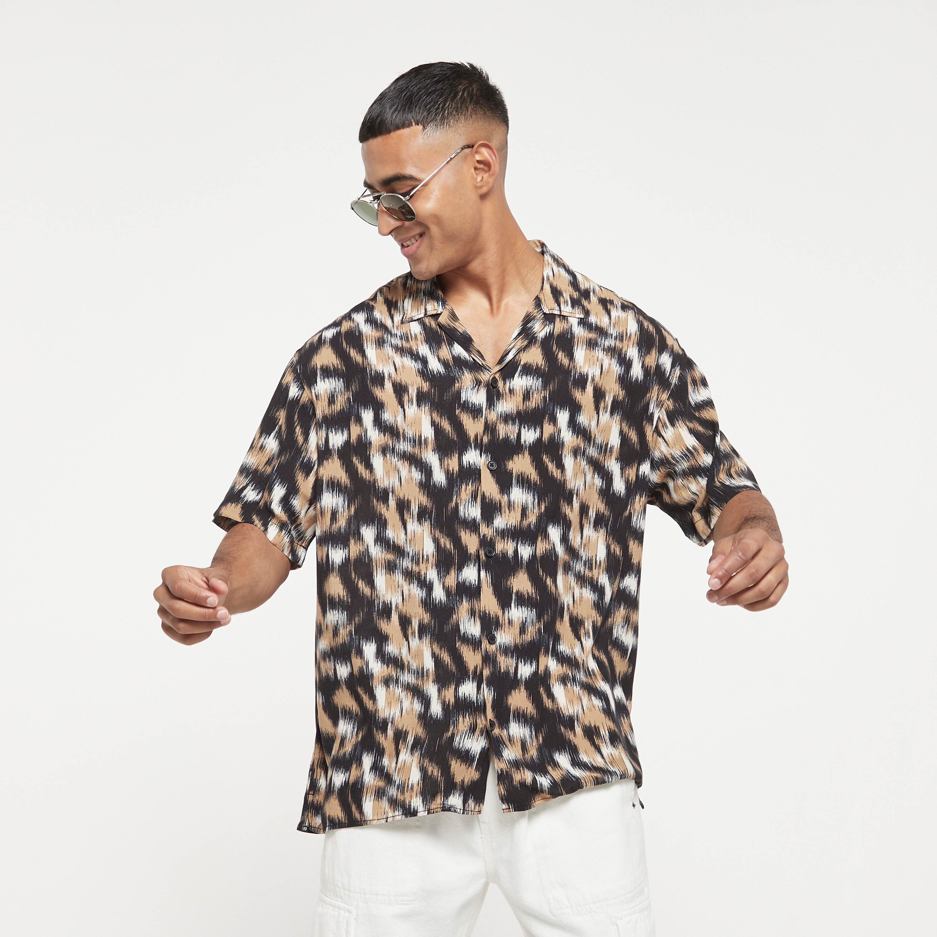 Jack & Jones Printed Cuban Collar Short Sleeves Casual Shirt-men-clothing-shirts-image-1