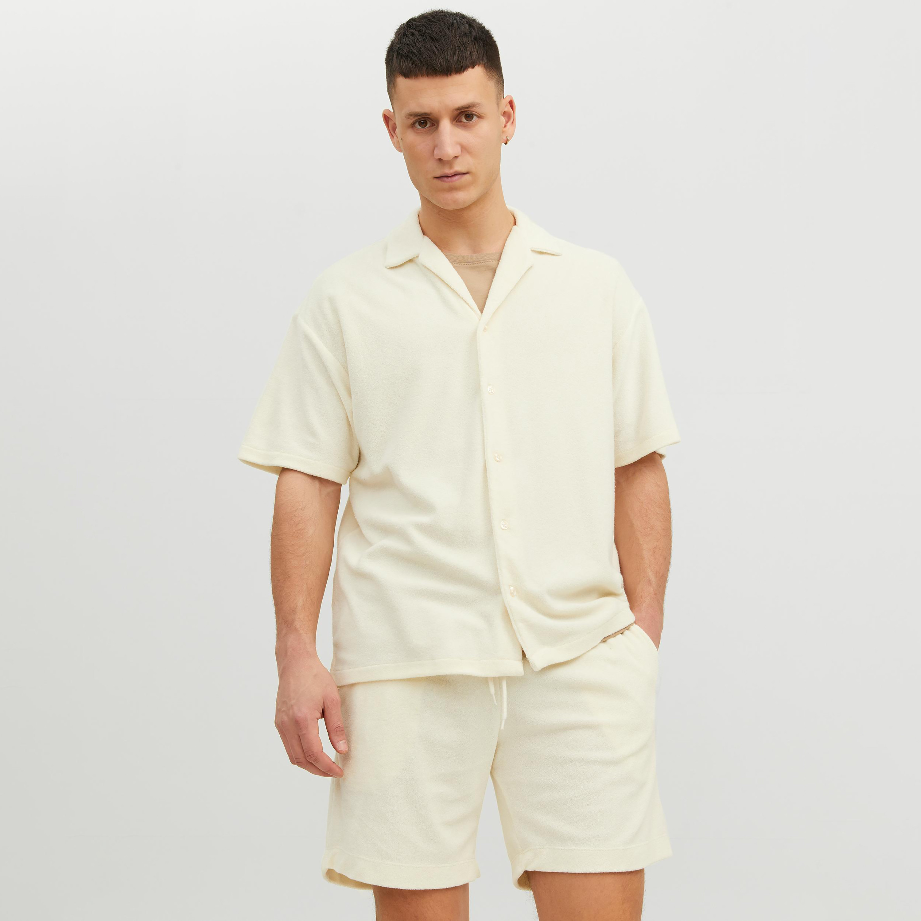 Jack & Jones Textured Cuban Collar Short Sleeves Casual Shirt-men-clothing-shirts-image-1