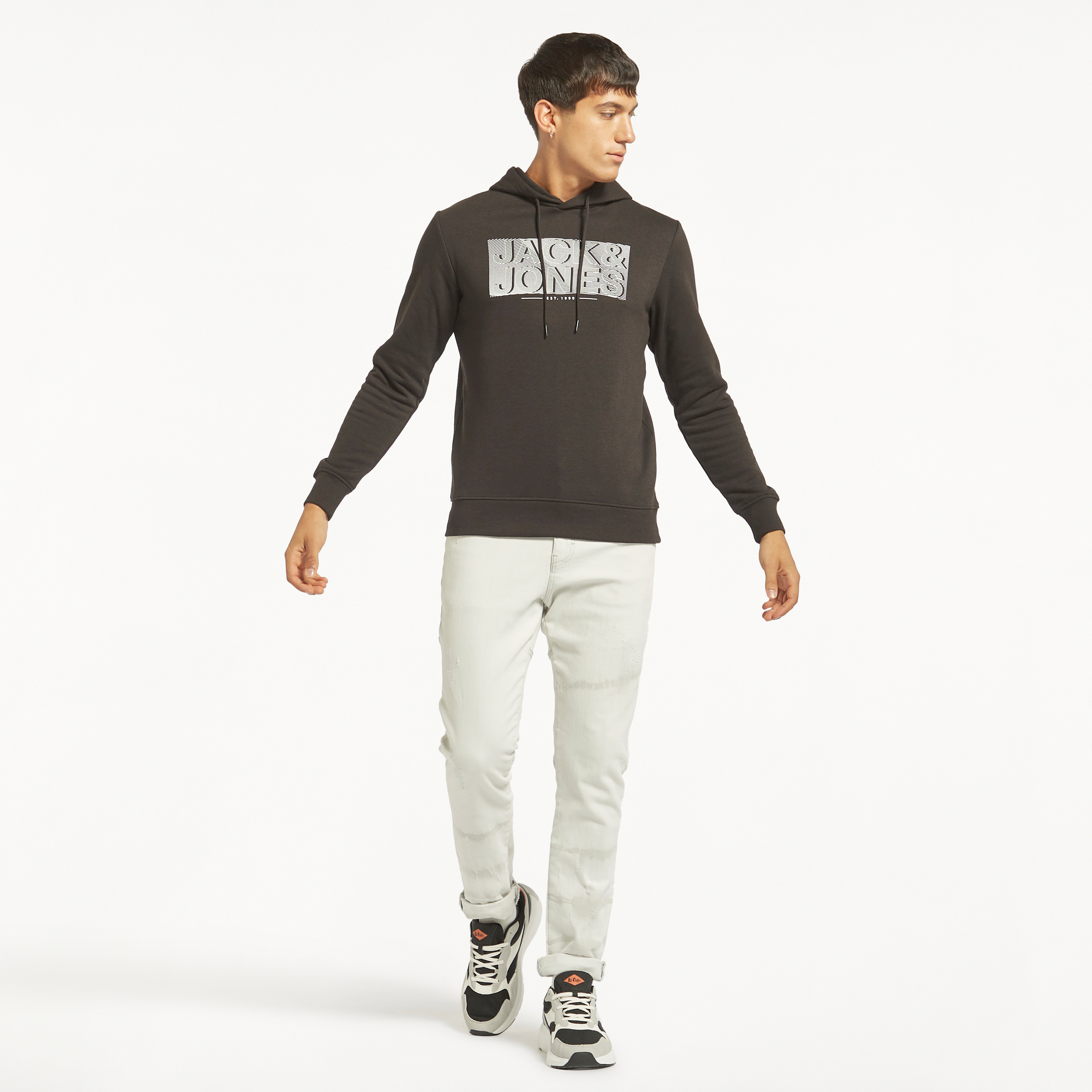 Jack & Jones Logo Hooded Neck Long Sleeves Sweatshirt-men-winterwear-hoodiesandsweatshirts-image-1