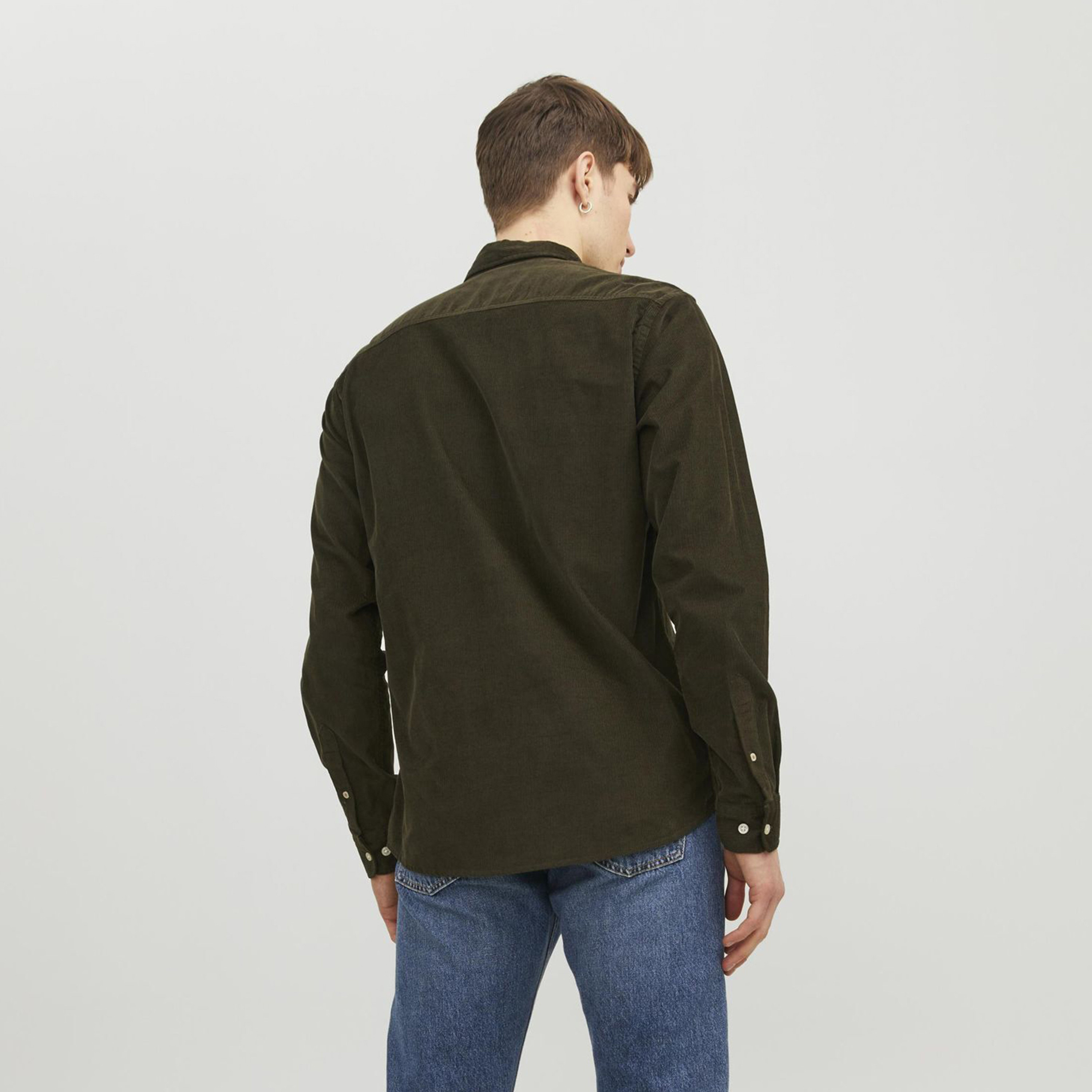 Jack & Jones Comfort Fit Ribbed Button Down Collar Long Sleeves Shirt-men-clothing-shirts-image-4