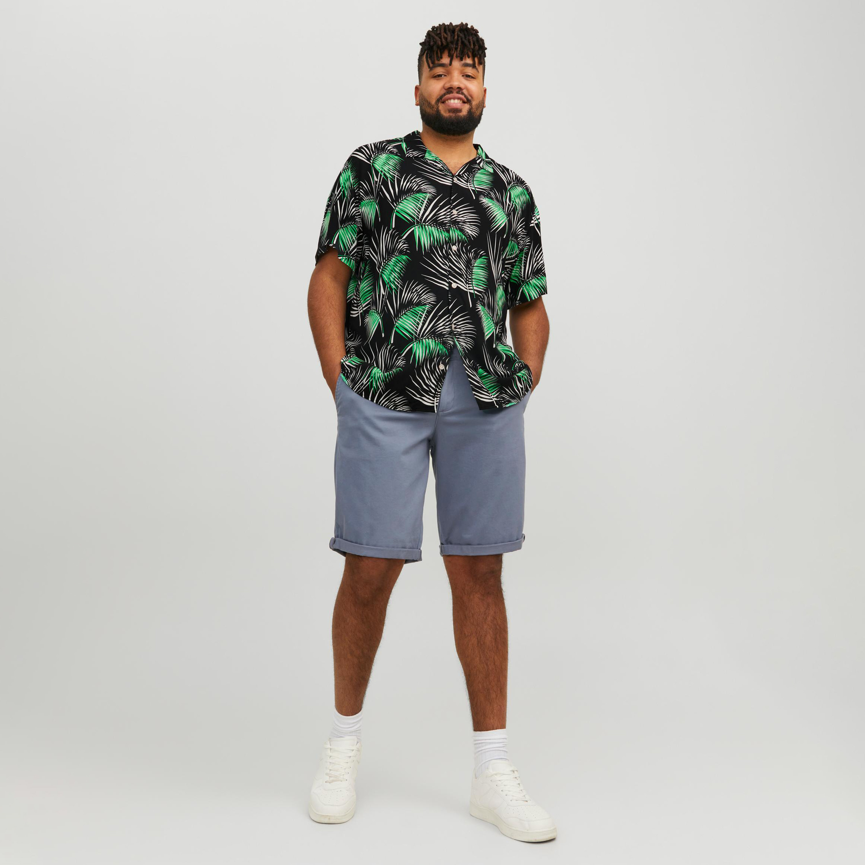 Jack & Jones Plus Size Tropical Print Cuban Collar Short Sleeves Casual Shirt-men-clothing-tshirtsandpolos-tshirts-image-2