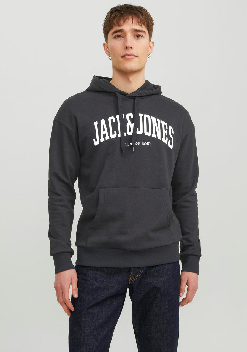 Buy Men's Jack & Jones Logo Print Kangaroo Pocket Hoodie Online |  Centrepoint Qatar
