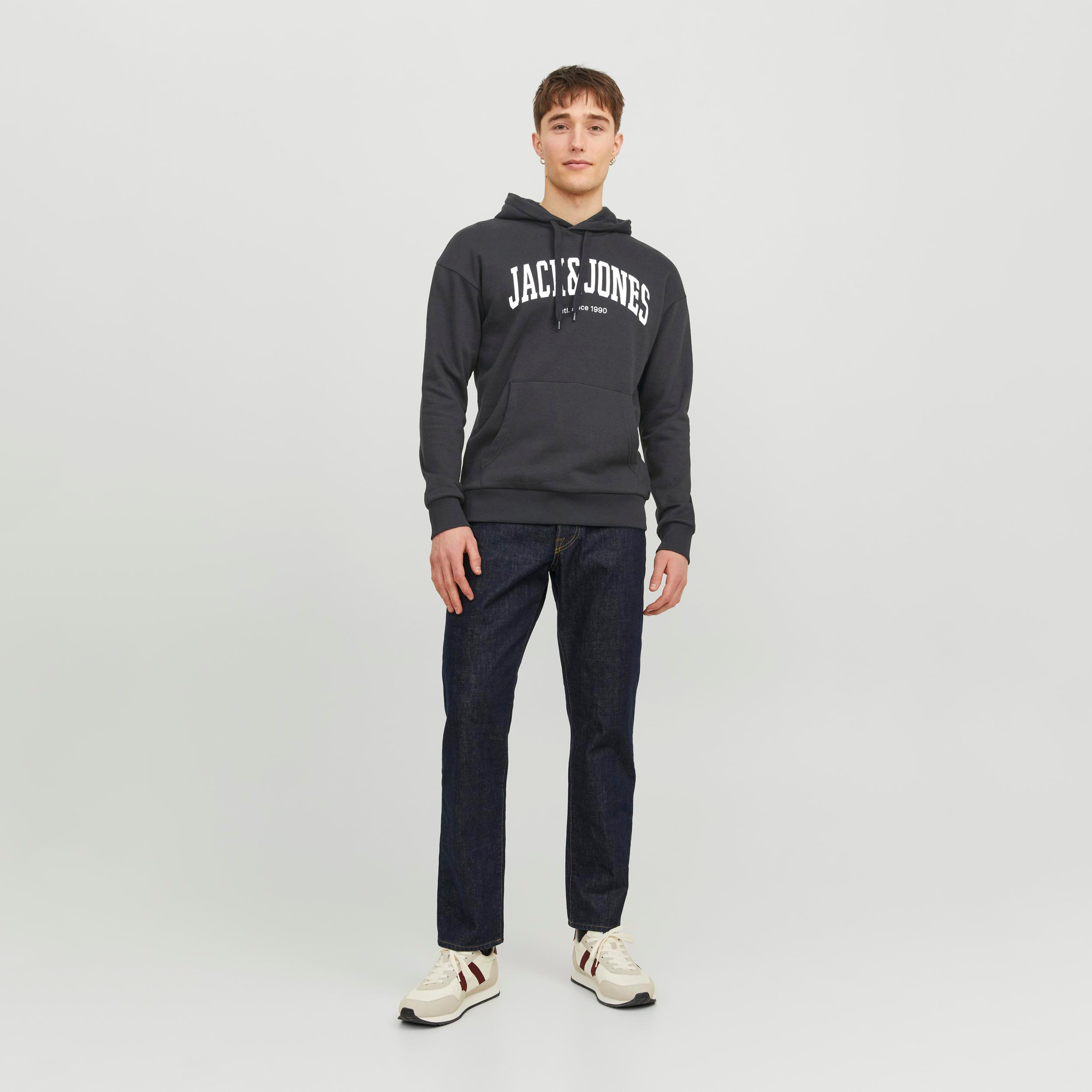 Jack & Jones Logo Print Kangaroo Pocket Hoodie-men-winterwear-hoodiesandsweatshirts-image-2