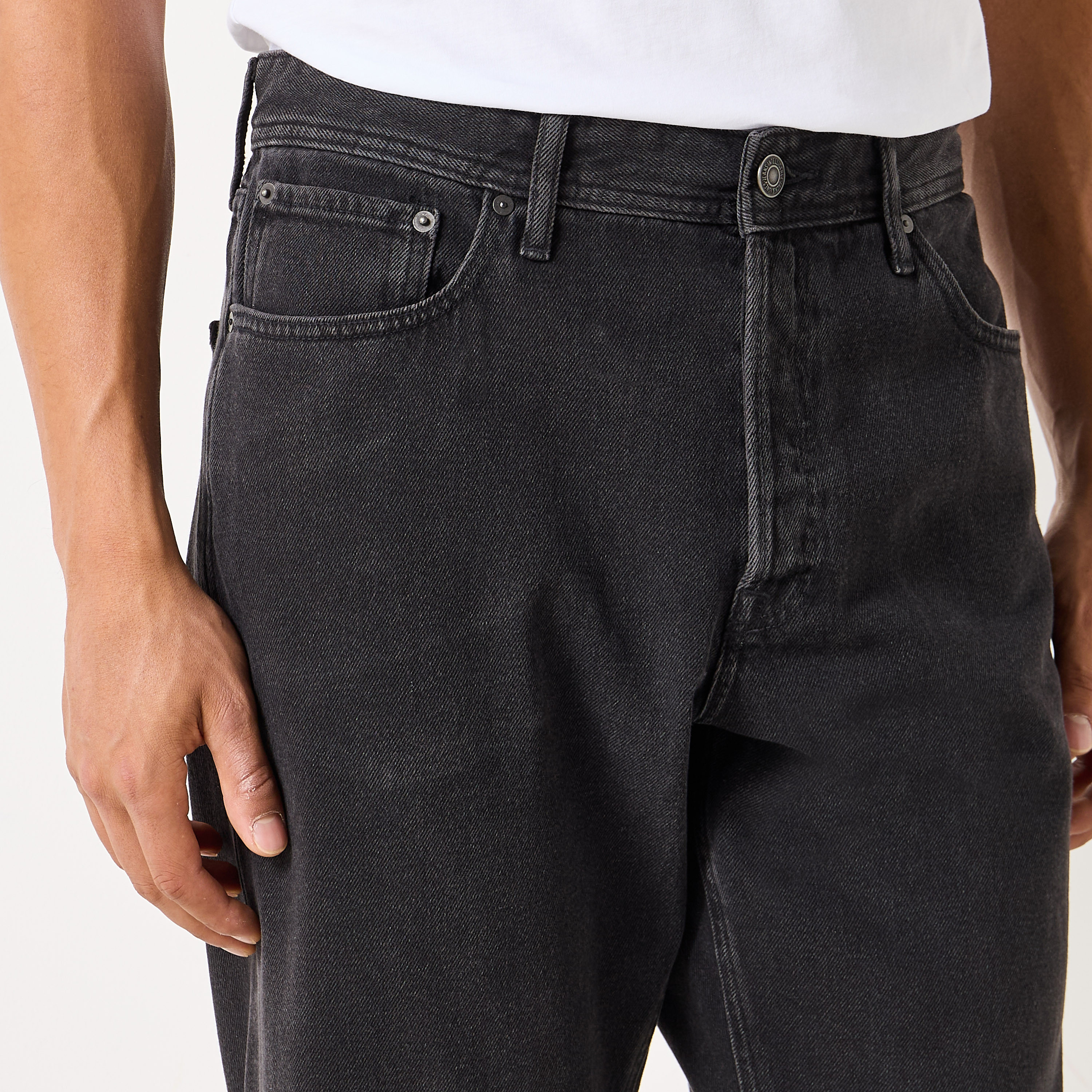 Jack & Jones Solid High-Rise Relaxed Fit Jeans with Button Closure-men-clothing-bottoms-jeans-image-4