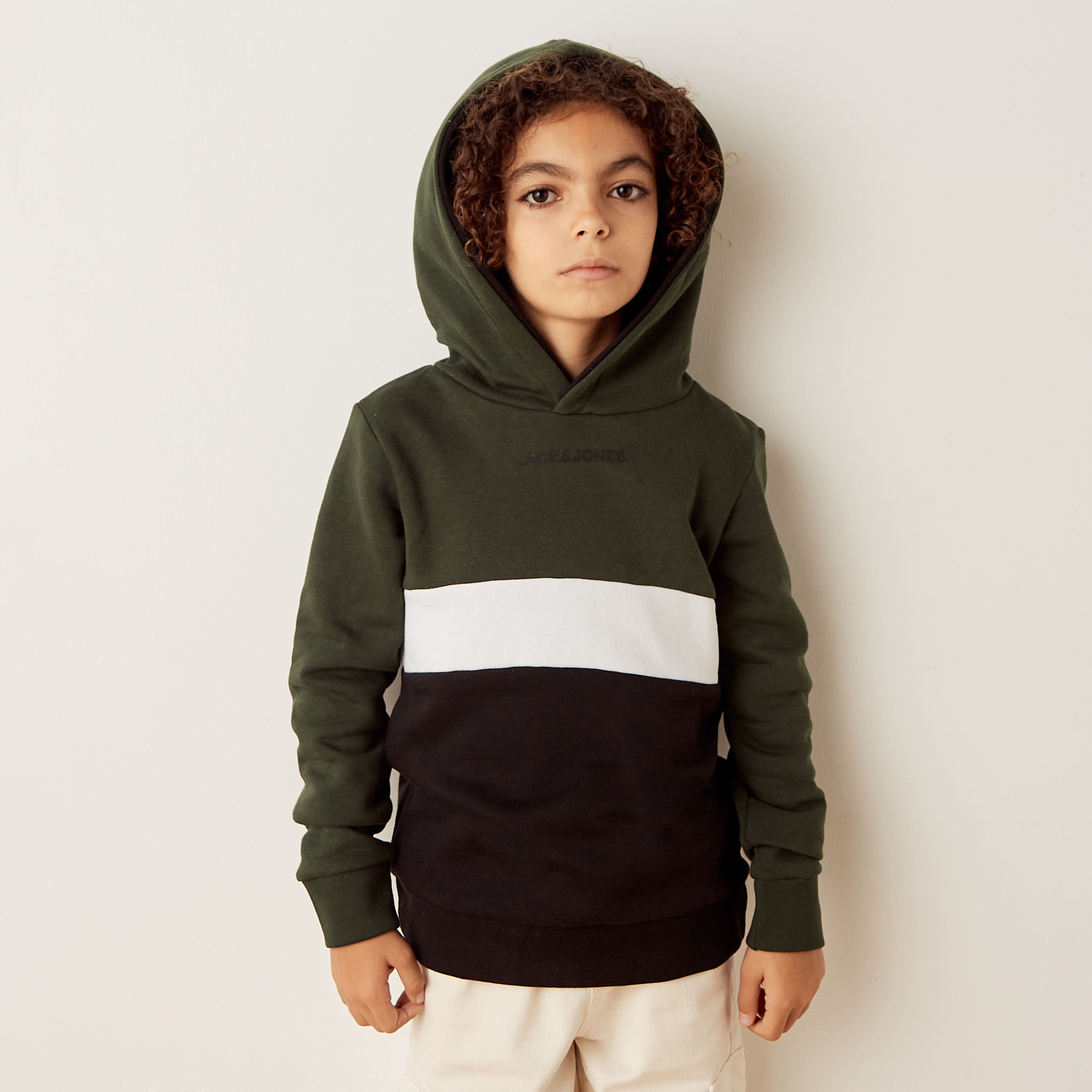 Buy Jack Jones Junior Colourblock Sweatshirt with Hood and Long Sleeves Online Babyshop Kuwait