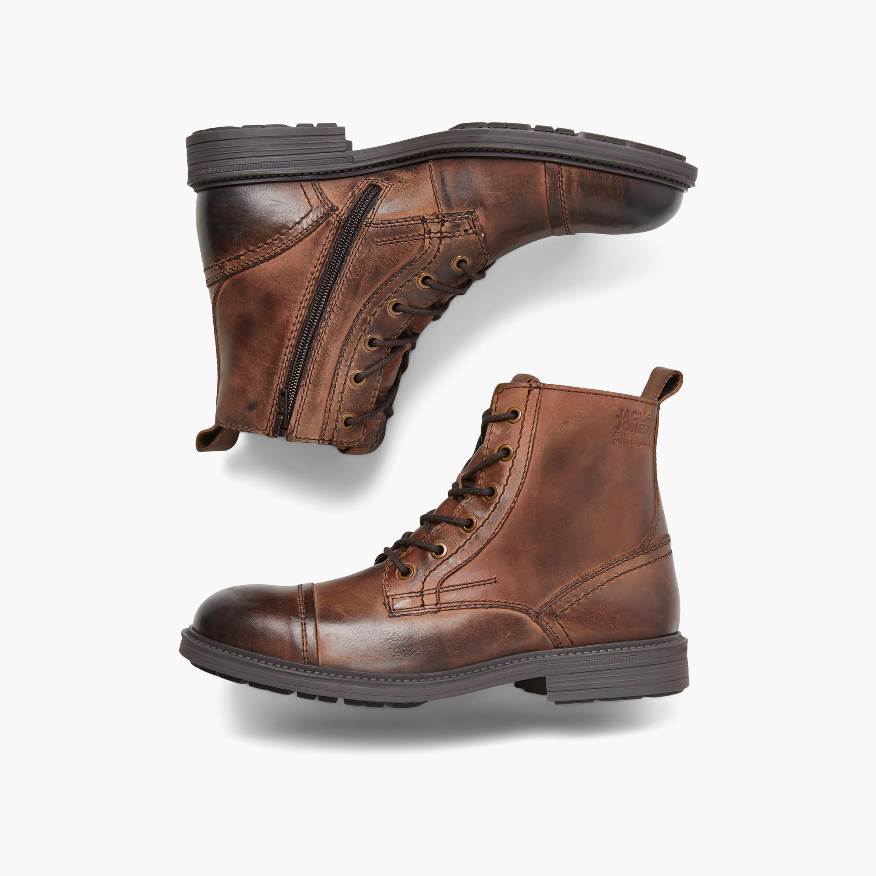 حذاء جاك آند جونز ذو جيفهووارد الجلدي للكاحل للرجال | 12237617-men-shoes-boots-image-10